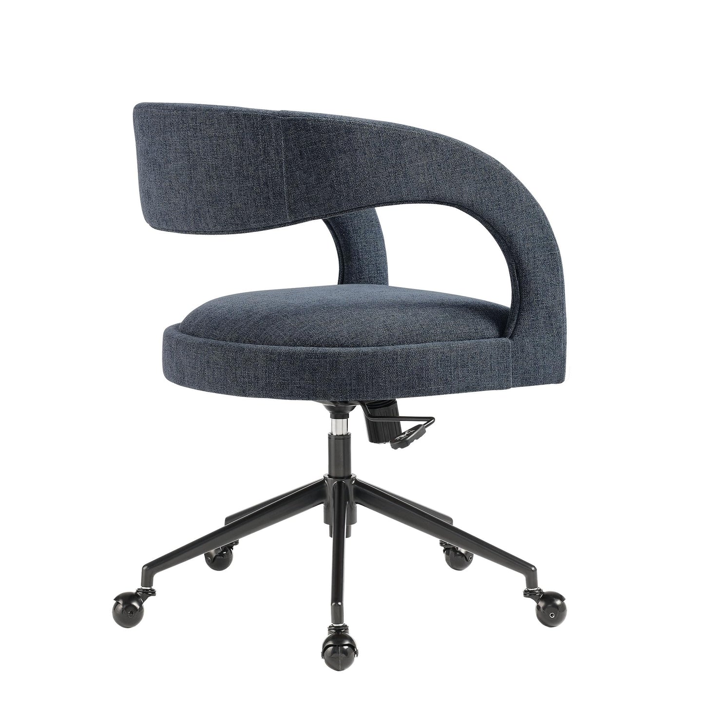 Modway Pinnacle Upholstered Office Chair in Slate Blue Slub Weave Fabric – Adjustable Height Barrel Office Armchair with Rolling Wheels – Home Office, Study, or Bedroom Desk Chair