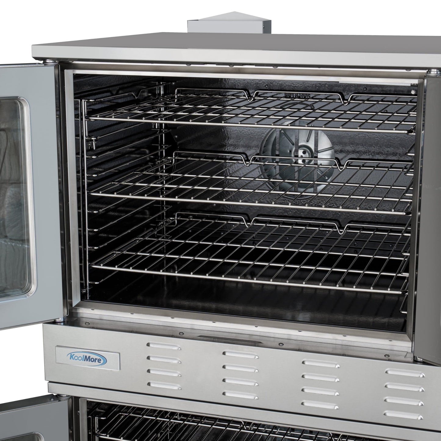 KoolMore 38 in. Full-Size Double Commercial Natural Gas Convection Oven 108,000 BTU With Stacking Kit in Stainless-Steel (KM-DCCO54-NG)