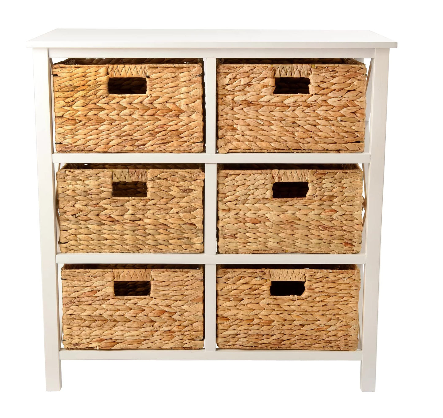 eHemco 3 Tier X-Side End Storage Cabinet Table, White