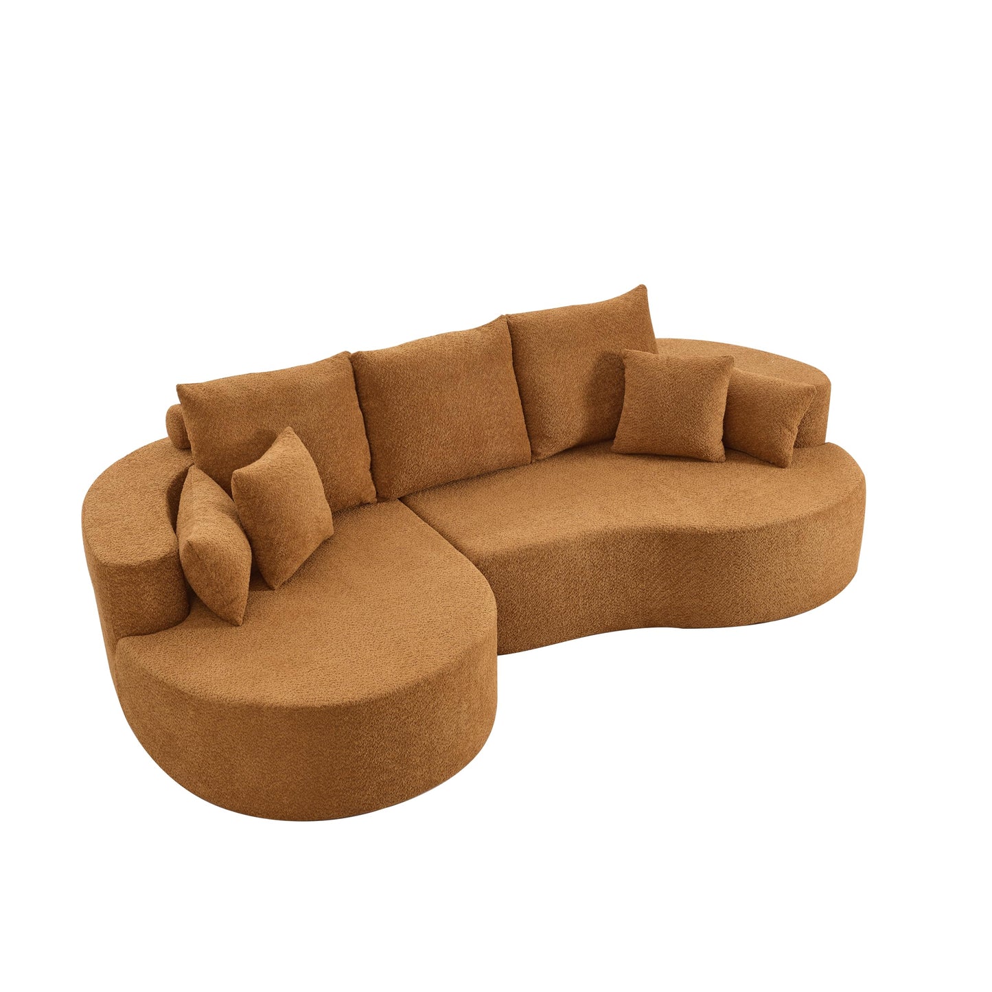 Christopher Knight Home Carden 106" Curved Modular Sectional Sofa, Fabric Upholstered Comfy Sofa Couch with Chaise Lounge, Modern Cloud Couch with Deep Seat, No Assembly Required, Browish Orange