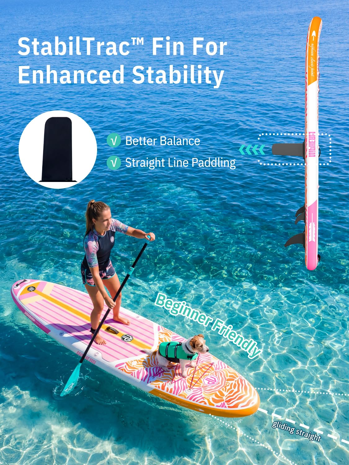 Niphean Inflatable Stand Up Paddle Board with Stabiltrac Fin Design and SUP Accessories, Anti-Slip EVA Deck, 10’6’’ Inflatable Paddle Boards for Adults & Youth of All Skill Levels
