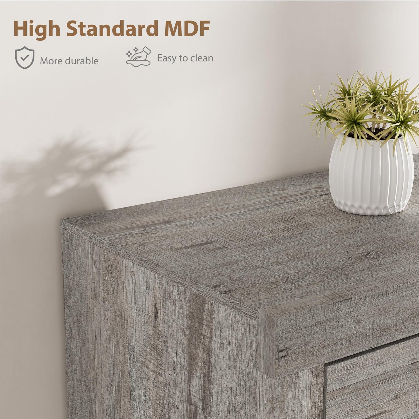 IDEALHOUSE Farmhouse TV Stand for Tv Up to 80 Inches, 70 in Long Entertainment Center with 4 Storage Drawers & 3 Open Shelf, Television Consoles Stands for Living Room, Bedroom-Antique Grey