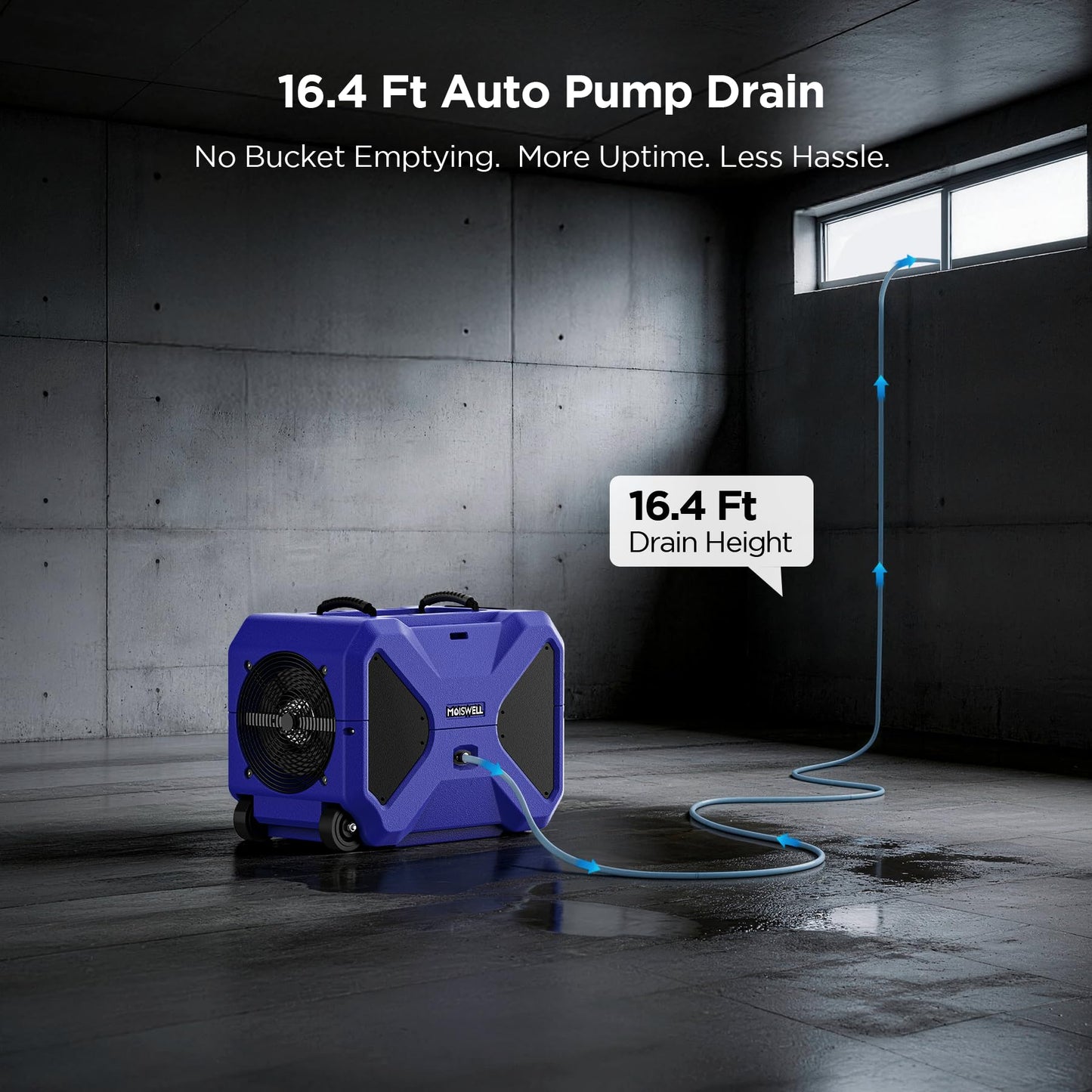 190 Pints LGR Commercial Dehumidifier with Pump, Stackable Industrial Dehumidifiers for Water Damage Restoration Auto Defrost Heavy Duty Rotomolded Dehumidifier Portable for Crawl Space Basement