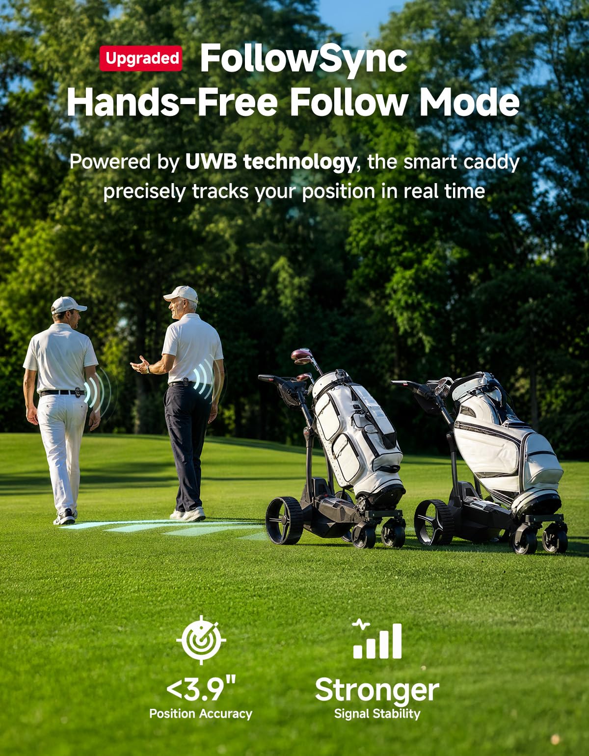 KEMIMOTO ApexAI Electric Golf Caddy that Follows You, 492 FT Remote Control, Power Assist Mode, Dual 240W Motor, 36-Hole Battery, IPX5, Compact Folding w/USB-C, Drink & Umbrella Holder