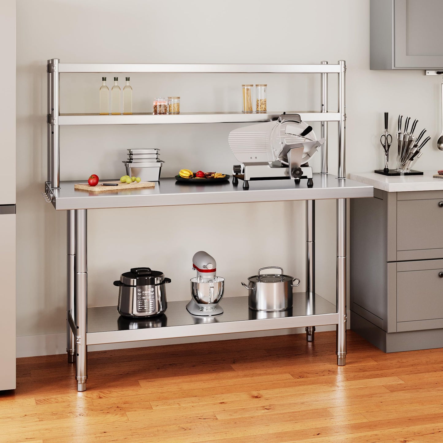 YITAHOME 48" X 24" Stainless Steel Table with 48" X 12" Overshelves