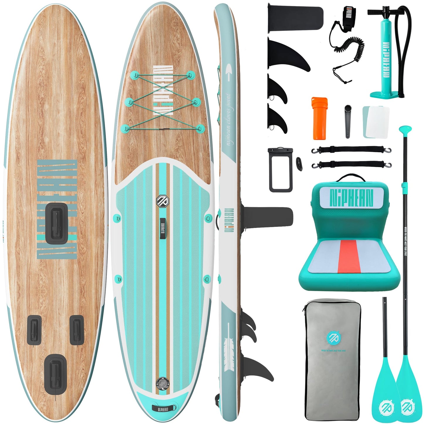 Niphean Paddle Board with Seat, 10’6’’ Paddleboard Inflatable Paddle Board with Seat Anti-Slip EVA Deck and StabilTrac Fin, Inflatable Paddle Boards for Adults & Youth of All Skill Levels
