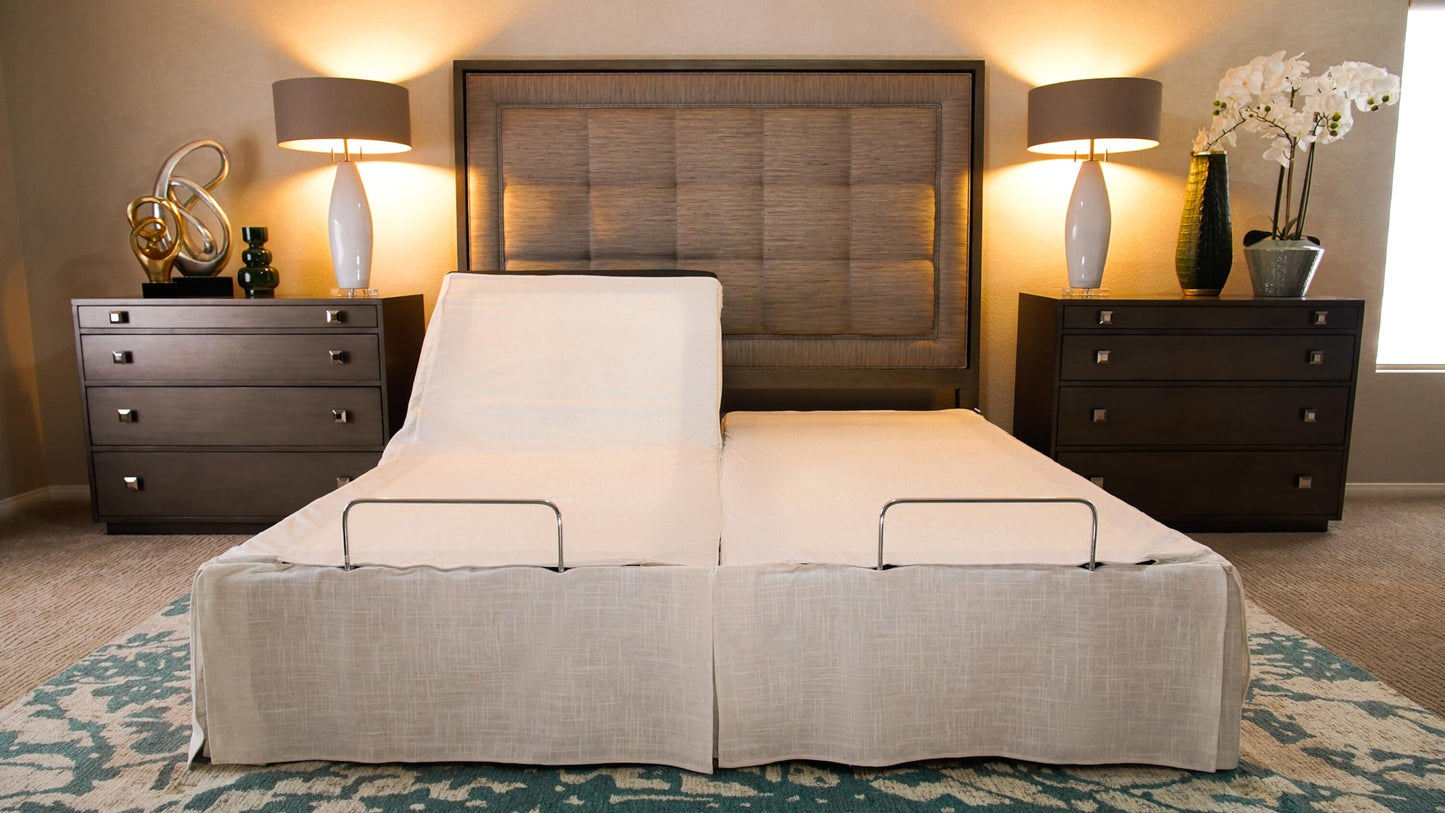 Split King Bed Skirt Designed for Adjustable Beds - Patented Staydae System