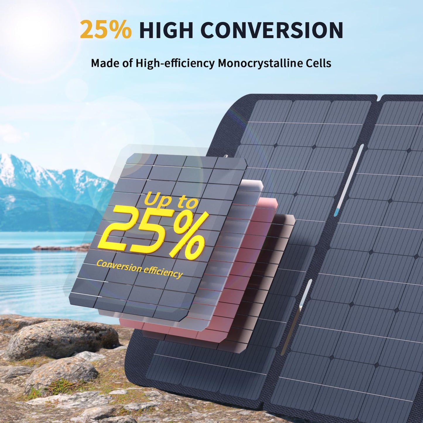 VTOMAN VS400 Portable Solar Panel 400W 43V, 25% Efficiency Foldable Solar Panel w/ IP67 Waterproof & MC-4 Anderson XT60 XT90 DC5521 Adapters & Adjustable Kickstands, Off-Grid Power for Home & Camping