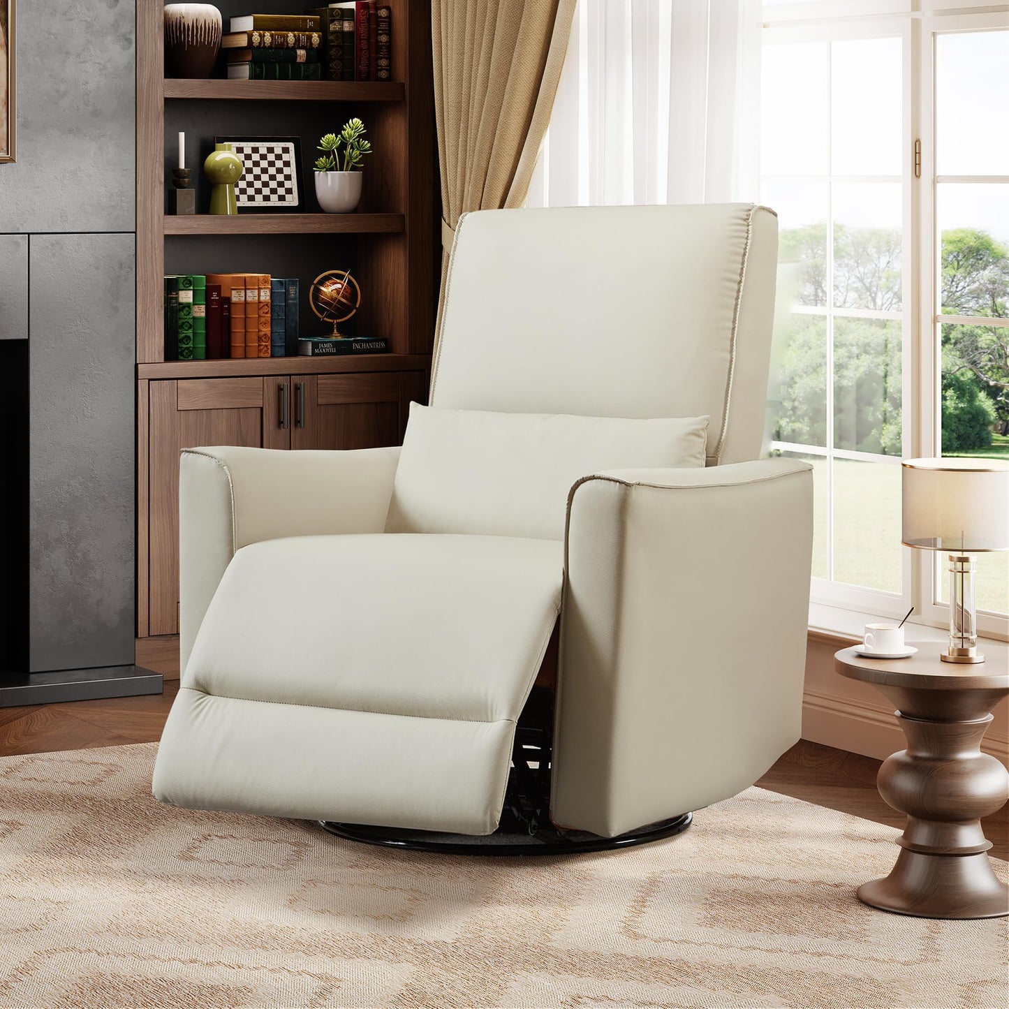 Garvee 360° Swivel Rocking Recliner Glider Chair – High-Back PU Leather Deep Seat Manual Recliner for Nursery, Living Room, Bedroom & Home Theater