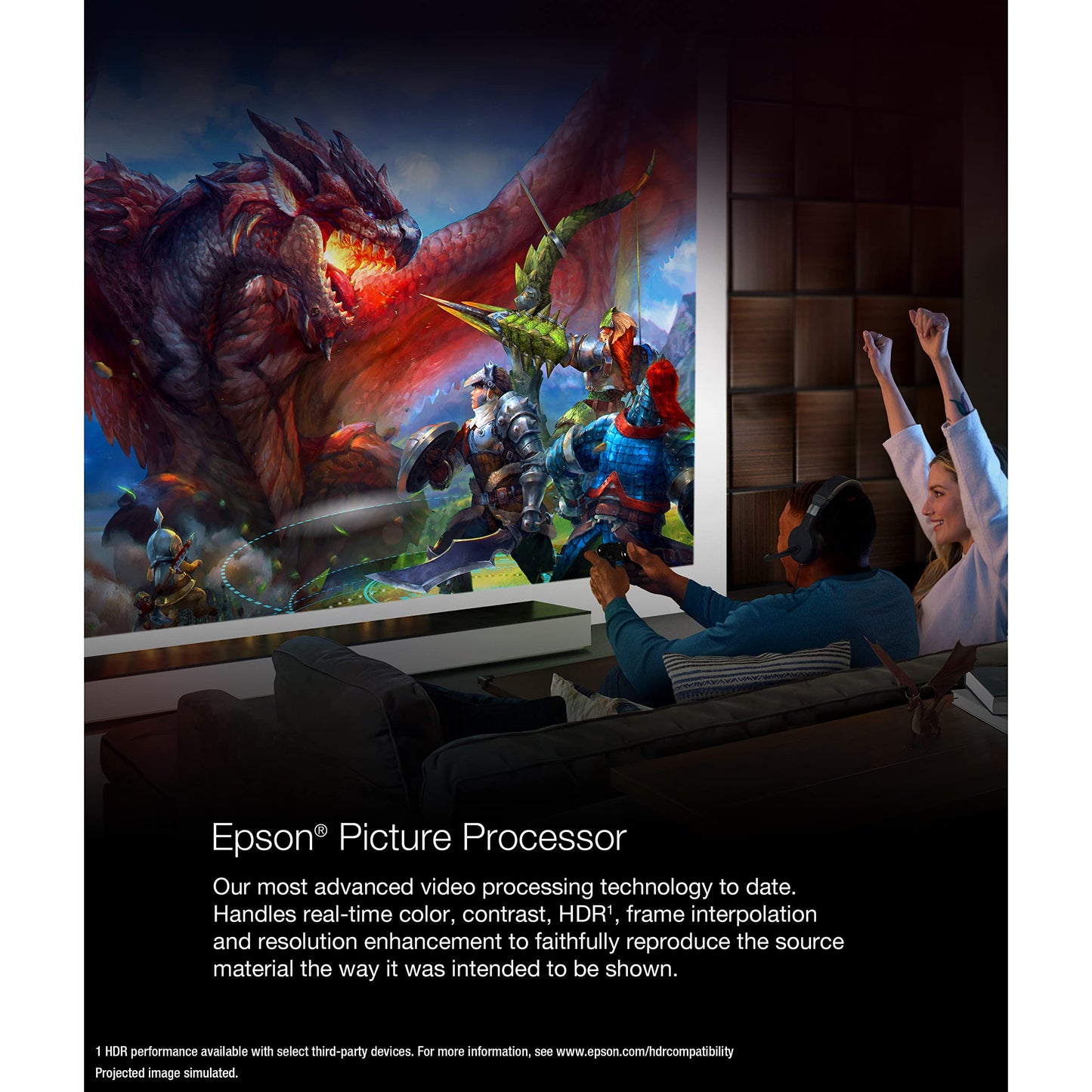 Epson Home Cinema LS11000 4K PRO-UHD Laser Projector, HDR, HDR10+, 2,500 Lumens Color & White Brightness, HDMI 2.1, Motorized Lens, Lens Shift, Focus, Zoom, 3840 x 2160, 120 Hz, Home Theater, Gaming