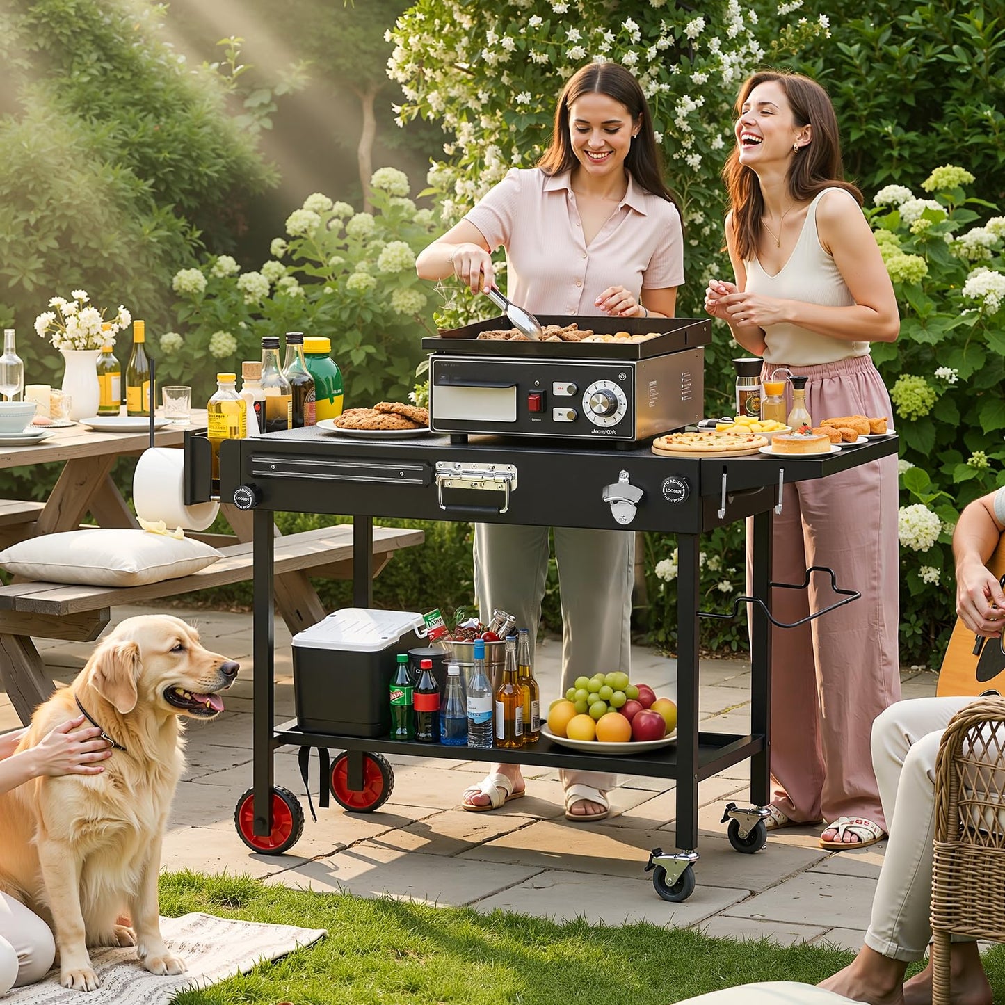 Grill Table for Blackstone Griddle - Fit 17”/22” Tabletop Grills Portable Grill Cart with Wheels for Ninja, Foldable Griddle Stand for Outdoor Camping, Backyard, Tailgating