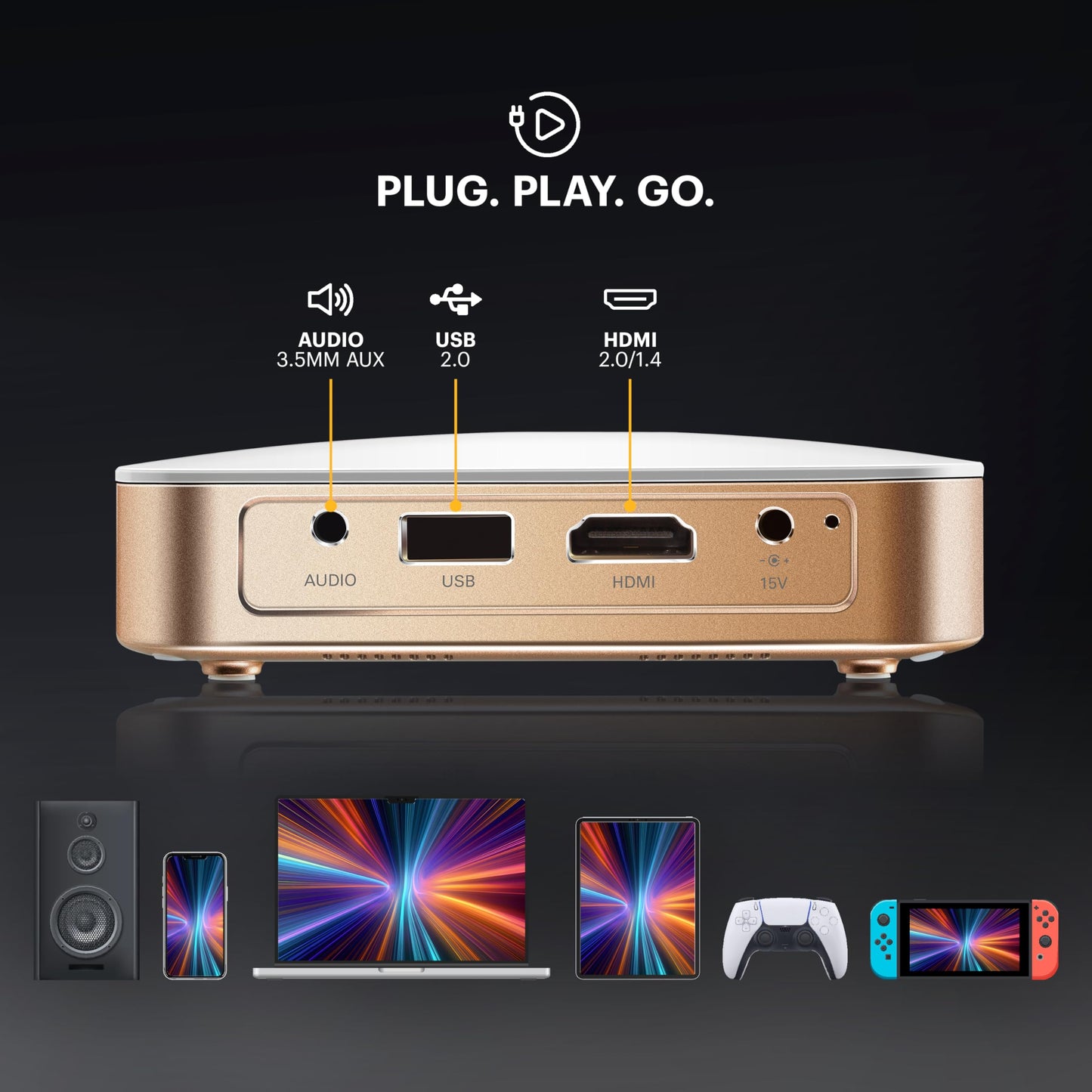 KODAK Luma 350 Smart Pico Mini Portable Projector - White - Android OS Streaming Movie Projector - 150-Inch Auto Keystone Home Theater Display - Battery Powered with Wi-Fi & Bluetooth Casting