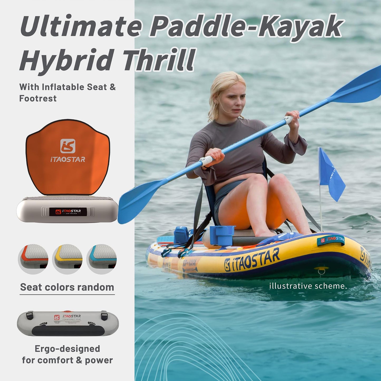 iTAOSTAR J02AP 34" Extra Wide Paddle Board for Better Balance, Inflatable Stand Up Paddle Board with Premium SUP Accessories, Inflatable Paddle Boards for Adults/Youth of All Skill Levels