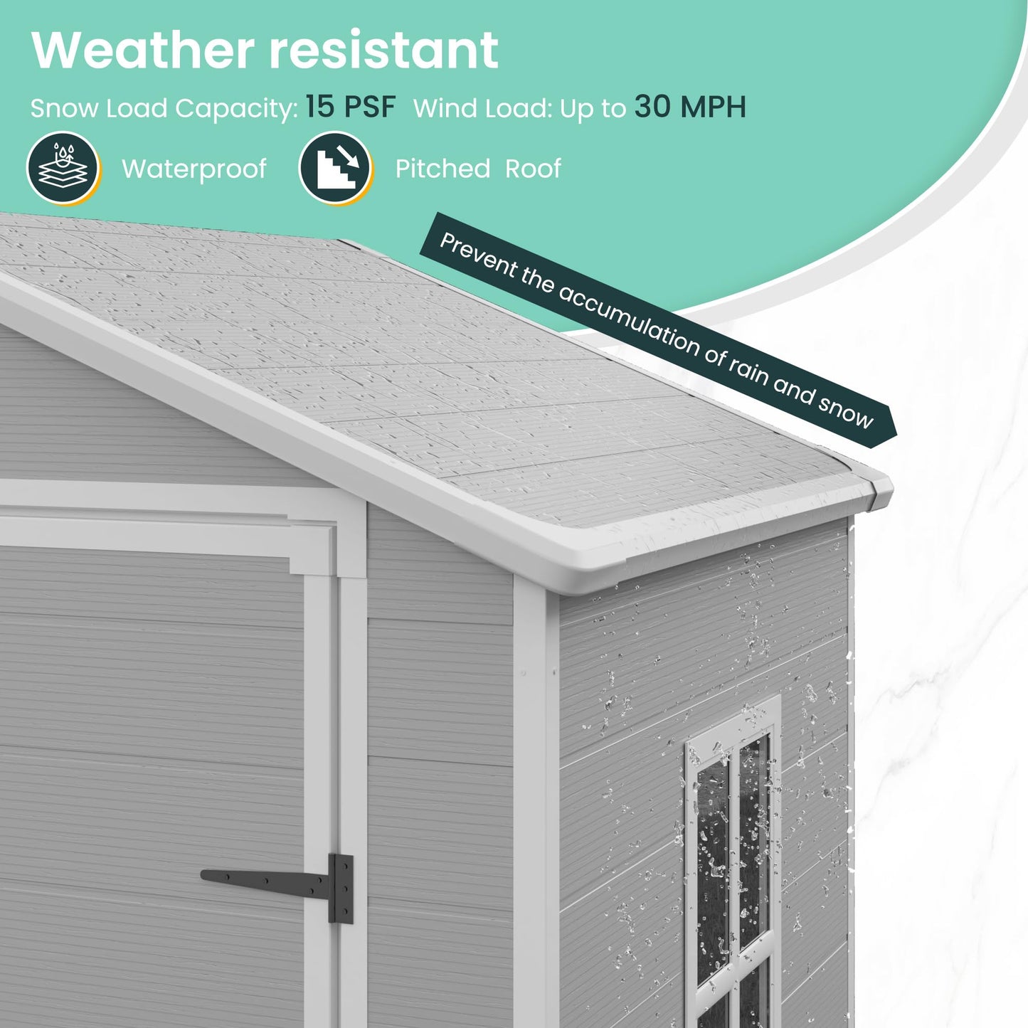 UDPATIO Outdoor Resin Storage Shed 6x4 FT, Plastic Garden Shed for Bike, Garbage Can, Tool, Outside Sheds with Lockable Door for Backyard, Patio, Lawn, Grey & White
