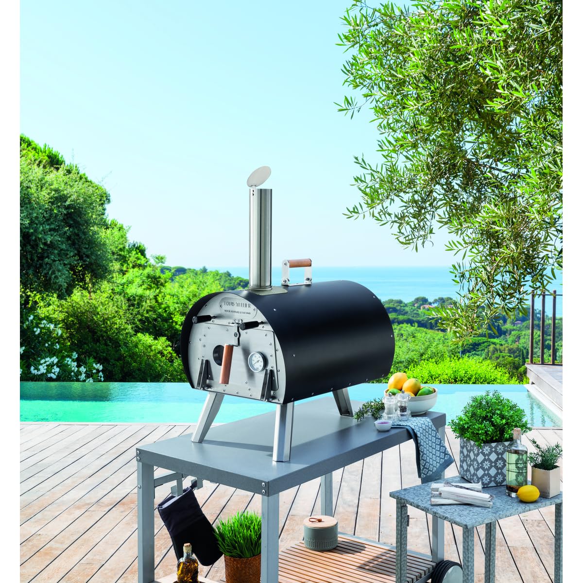LOUIS TELLIER - MARCEL Wood Fired Outdoor Oven - Portable Oven for Camping, Picnics, and Backyard Cooking - Black