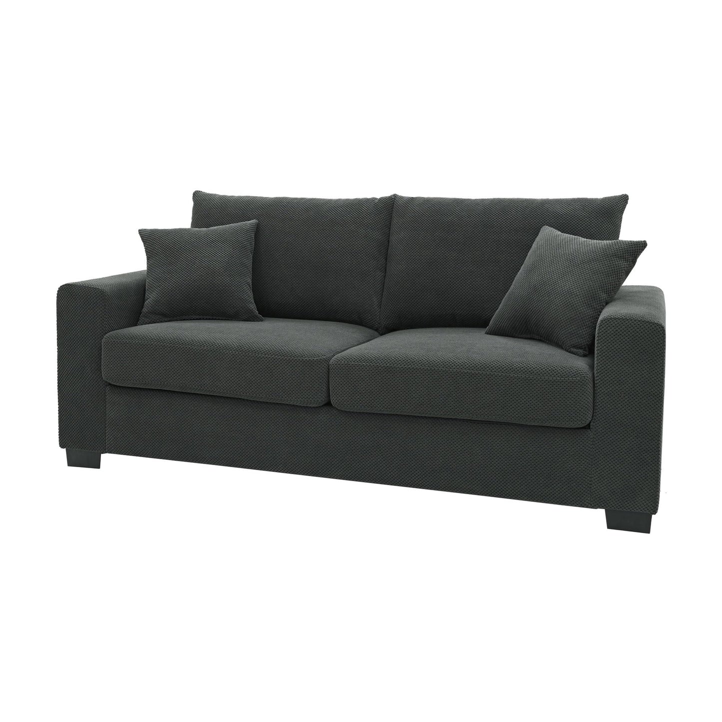 Ball & Cast 69" Loveseat Sofa, Modern Love Seat Couches for Living Room, Button Tufted Upholstered Small Couch with 2 Throw Pillows for Bedroom,Apartment,Office,Easy Assembly,Dark Grey