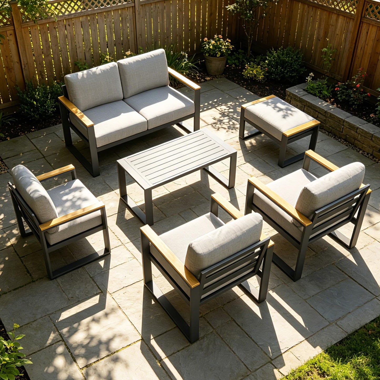 IDEALHOUSE Aluminum Patio Furniture Armchair Set of 2, Metal Outdoor Chairs with Upgraded Cushions, All-Weather Outdoor Single Sofa for Balcony, Garden, Deck, Backyard,Gray