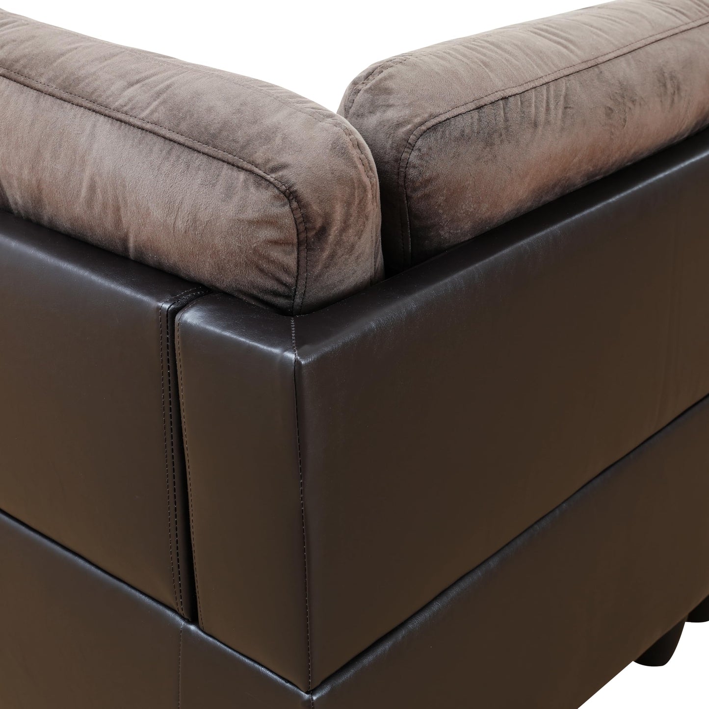 UOCFYK 3 Pieces Sectional Sofa Sets, L-Shape Sofa Microfiber Couch Living Room Sofa Set with Chaise Using for Living Room Furniture - Right Hand Facing,Dark Brown