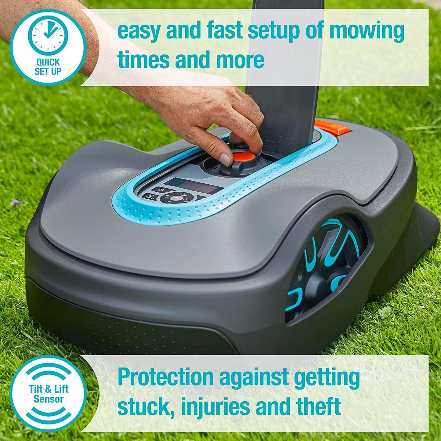 GARDENA 15102-20 SILENO Life - Automatic Robotic Lawn Mower, with Bluetooth app and Boundary Wire, The quietest in its Class, for lawns up to 10800 Sq Ft, Made in Europe, Grey