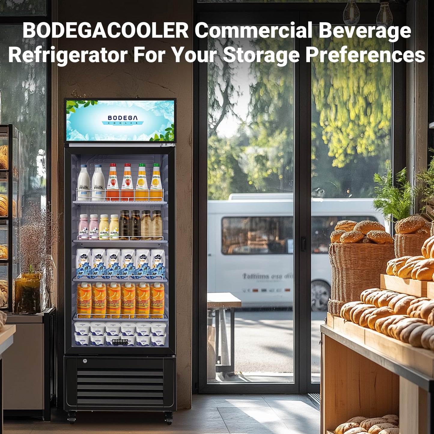 BODEGACOOLER Commercial Beverage Refrigerator and Cooler, 10.0 Cu.Ft Commercial Merchandiser Refrigerator with Soft LED Light, Commercial Fridge, Display Refrigerator with 240 cans & 120 bottles.