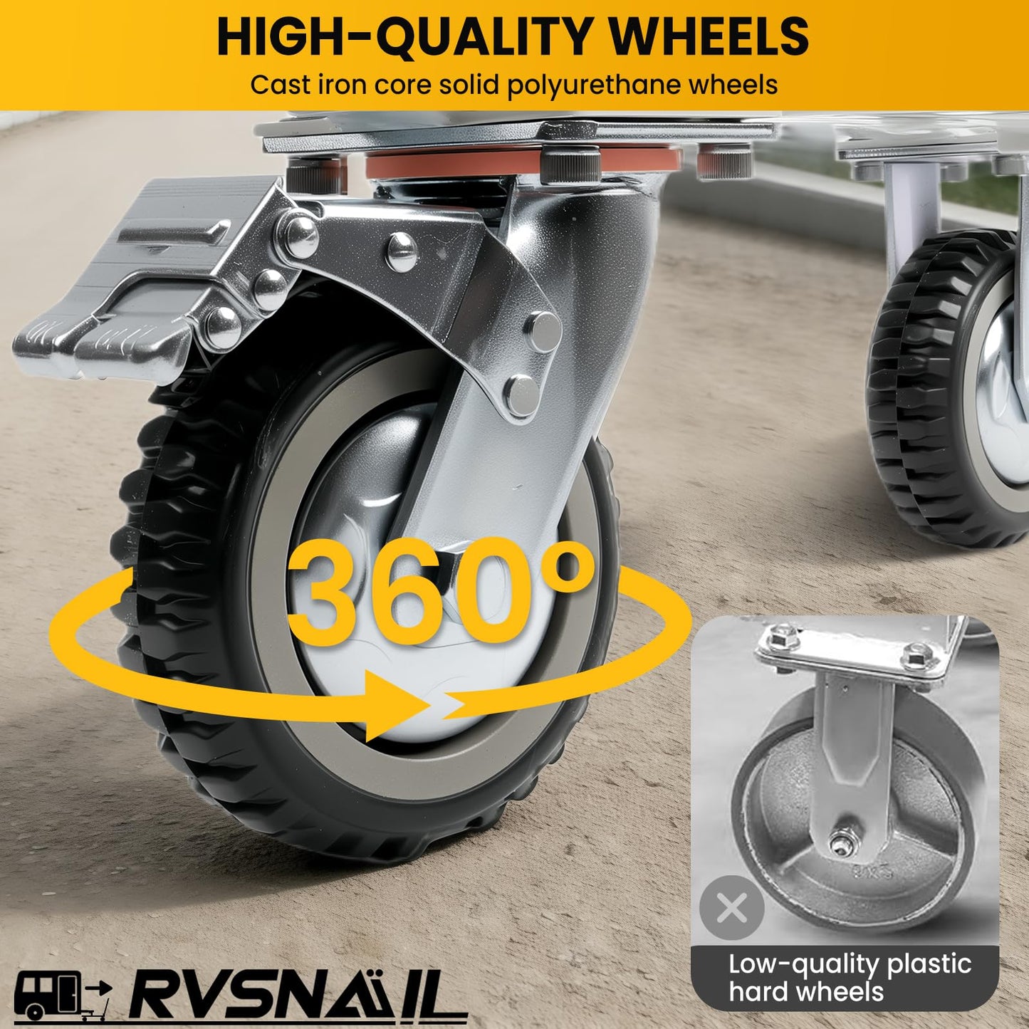 RVSNAIL Trailer Dolly-Heavy Duty Trailer Mover Supports 20,000 lbs Load & 3,500 lb Max Tongue Weight, Universal Fit for RV, Boat, Camper, Jet Ski, Motorcycle, Includes 2" & 2-5/16" Receiving Tongues