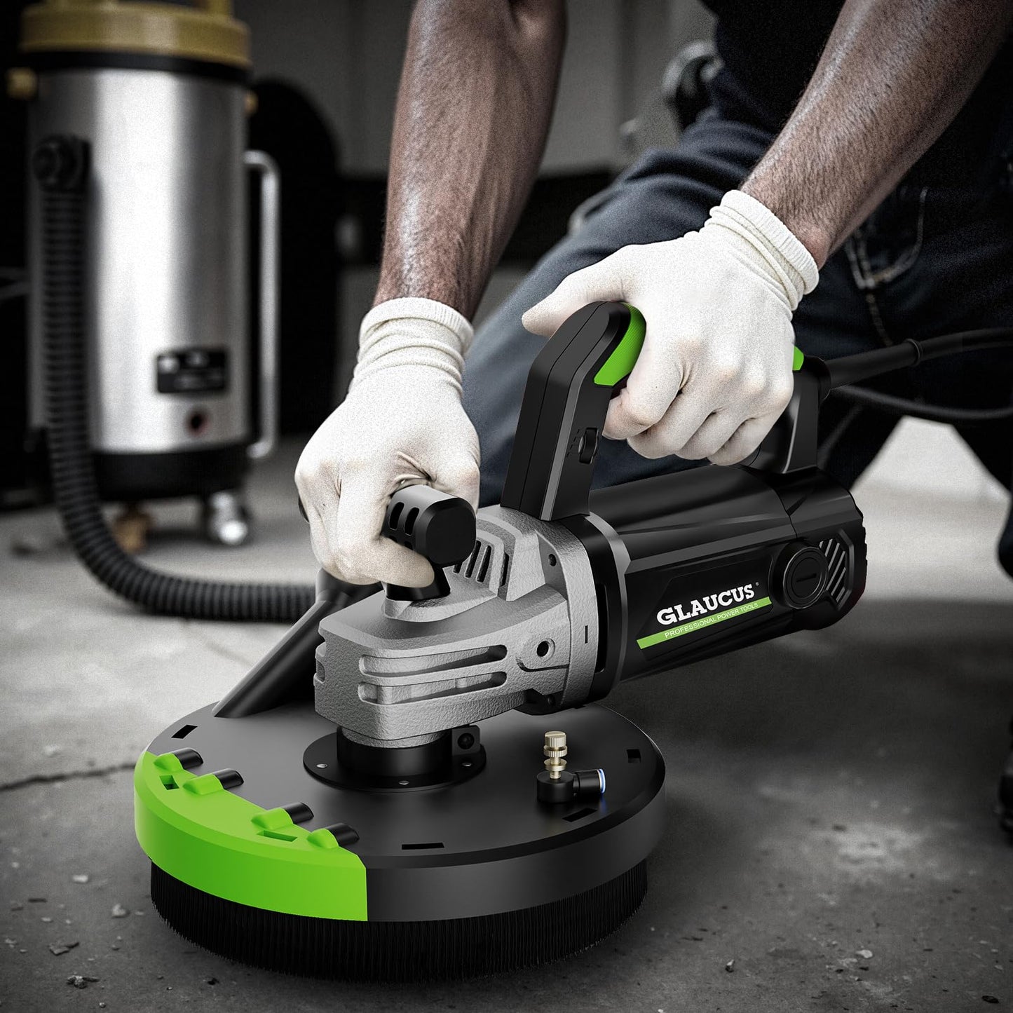 GLAUCUS® 7-Inch Concrete Surface Grinder, Angle Grinder Kit with Dust Shroud, floor grinder, 2200W Motor,Auxiliary Handle, Diamond Wheel, 90° Seamless sanding for Floor, Wall, Adhesive and Ceiling