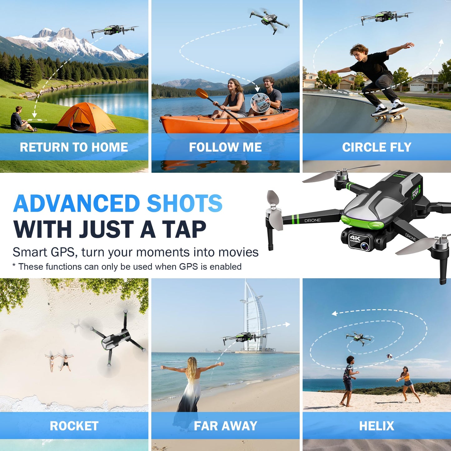 GPS Drones with Camera for Adults 4K, 5.7" FPV Touchscreen, 100-Min Flight Time, GPS Follow, Auto Return, Beginner Mode, Long Range Transmission, RC Quadcopter, Foldable RC Drone with 2 Batteries