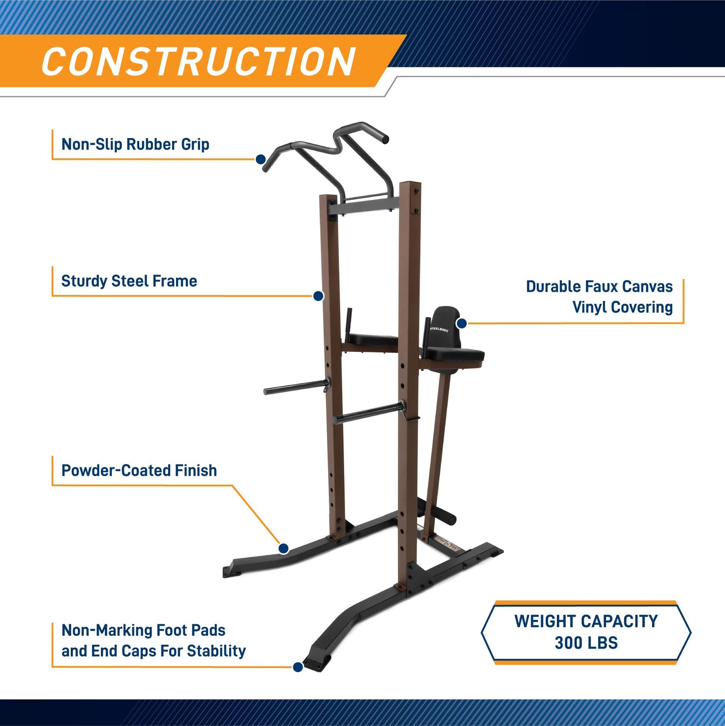 Steelbody Strength Training Power Tower Pull Up & Dip Station VKR Home Gym STB-98501