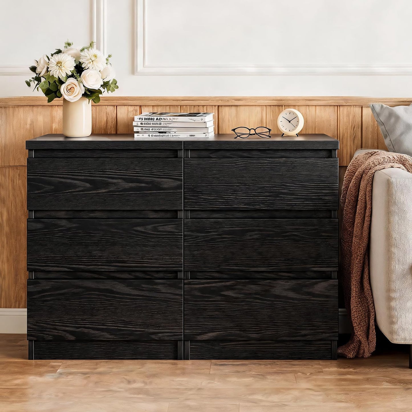 Lyon Sence Nightstand with Drawers, Bedside Table with Drawers, Sofa Side Table Storage Cabinet, Night Stand for Bedroom Living Room (2, 3 Drawers Black)