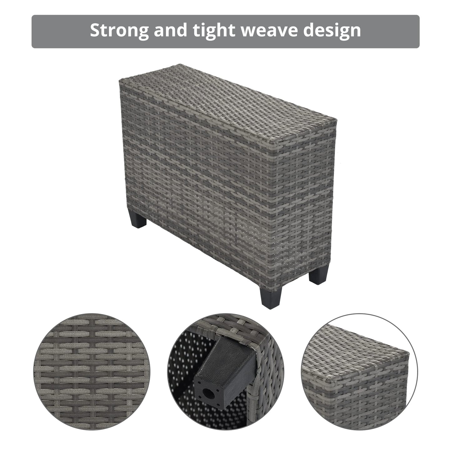 8-Piece Outdoor Wicker Round Sofa Set, Half-Moon Sectional Sofas with Cushions, PE Rattan Curved Lounge, Rectangular Coffee & Side Tables, Sturdy Patio Seating for Garden, Deck, Balcony, Gray