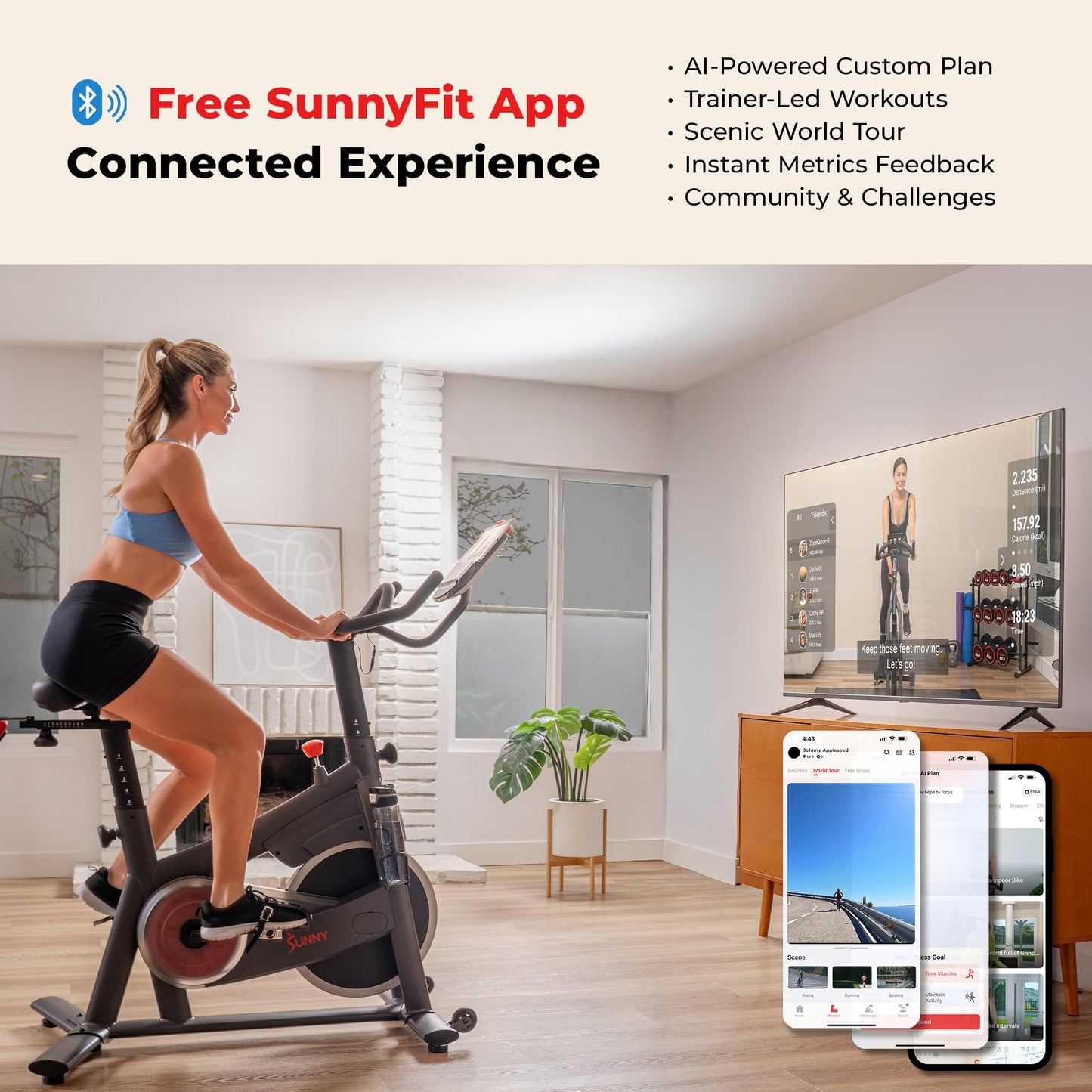 Sunny Health & Fitness Orion Smart Indoor Cycling Bike – Performance Magnetic Exercise machine with SunnyFit App, 29 LB Flywheel, 330 LB Capacity & Quiet Belt Drive