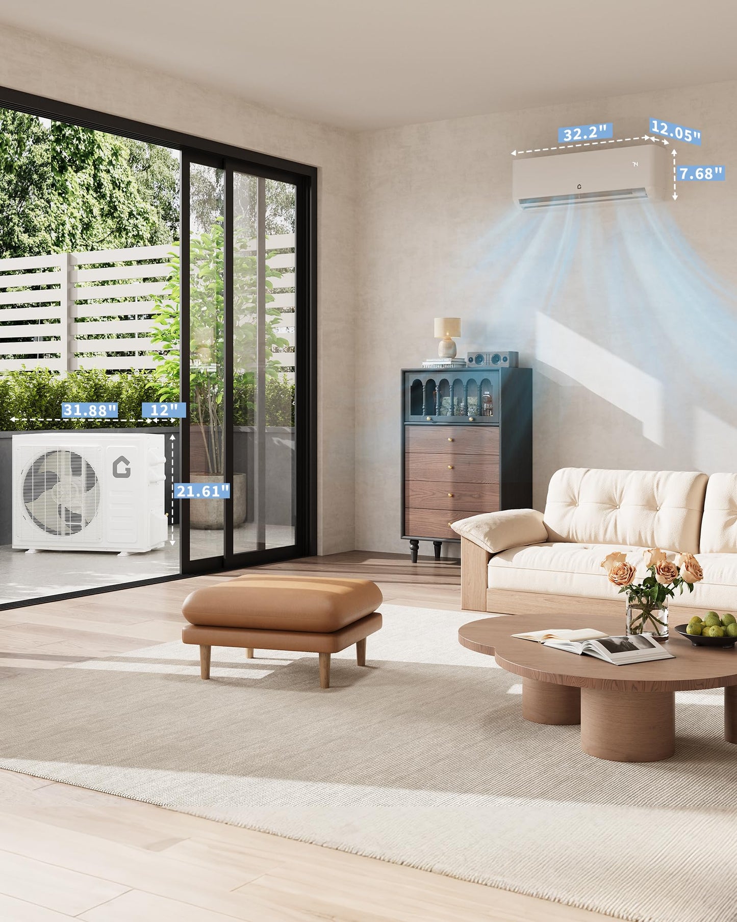 Garvee 9000 BTU Mini Split AC/Heating System, 115V WIFI Enabled, Energy Efficient Wall-Mounted Heat Pump Air Conditioner, Cools Up to 450 Sq.Ft, Complete with Installation Kits