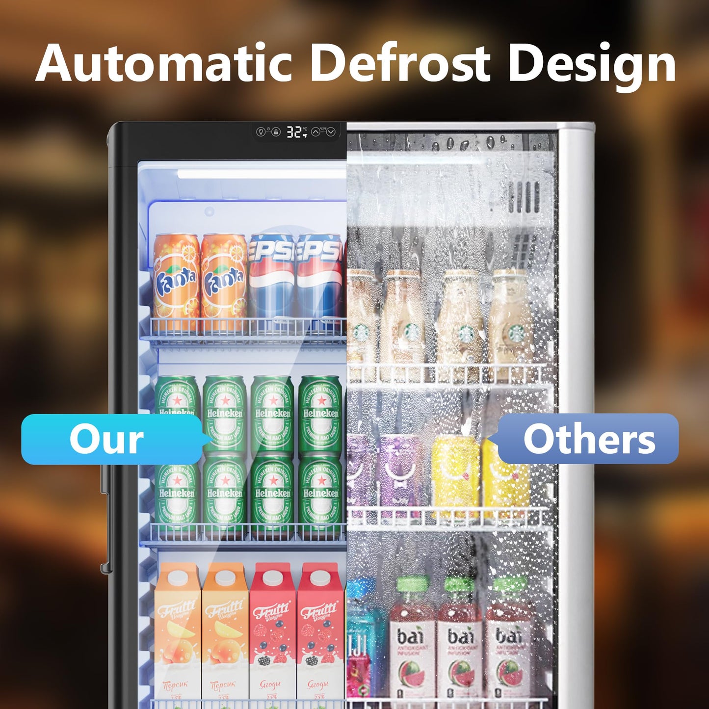 ICEVIVAL 8.5 Cu.Ft Commercial Refrigerators, Display Fridge with Double-Tempered Glass Door, Outdoor Beverage Refrigerator with Locking, Key & LED, Beverage Cooler for Bar, Office, Restaurant