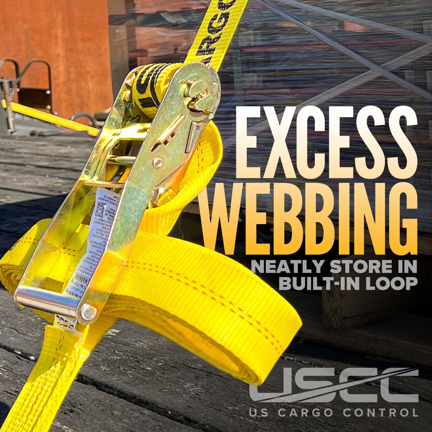 US Cargo Control 2 Inch Ratchet Straps Heavy Duty (10-Pack), 2" x 30' Flat Hook Ratchet Straps, 10,000 LBS Break Strength, Yellow Heavy Duty Tie Downs with Black Flat Hooks for Flatbed Trailers