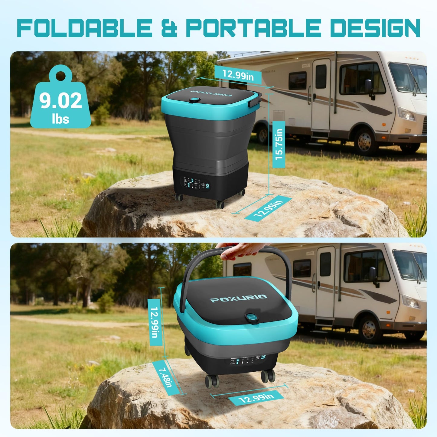 Cordless Washer,Foldable Washer with 2x5.0Ah Battery, 4 Adjustable Model, 4.5Gal Tank 10FT Hose, 6-in-1 Nozzle for Car Washer,Patio,Camping