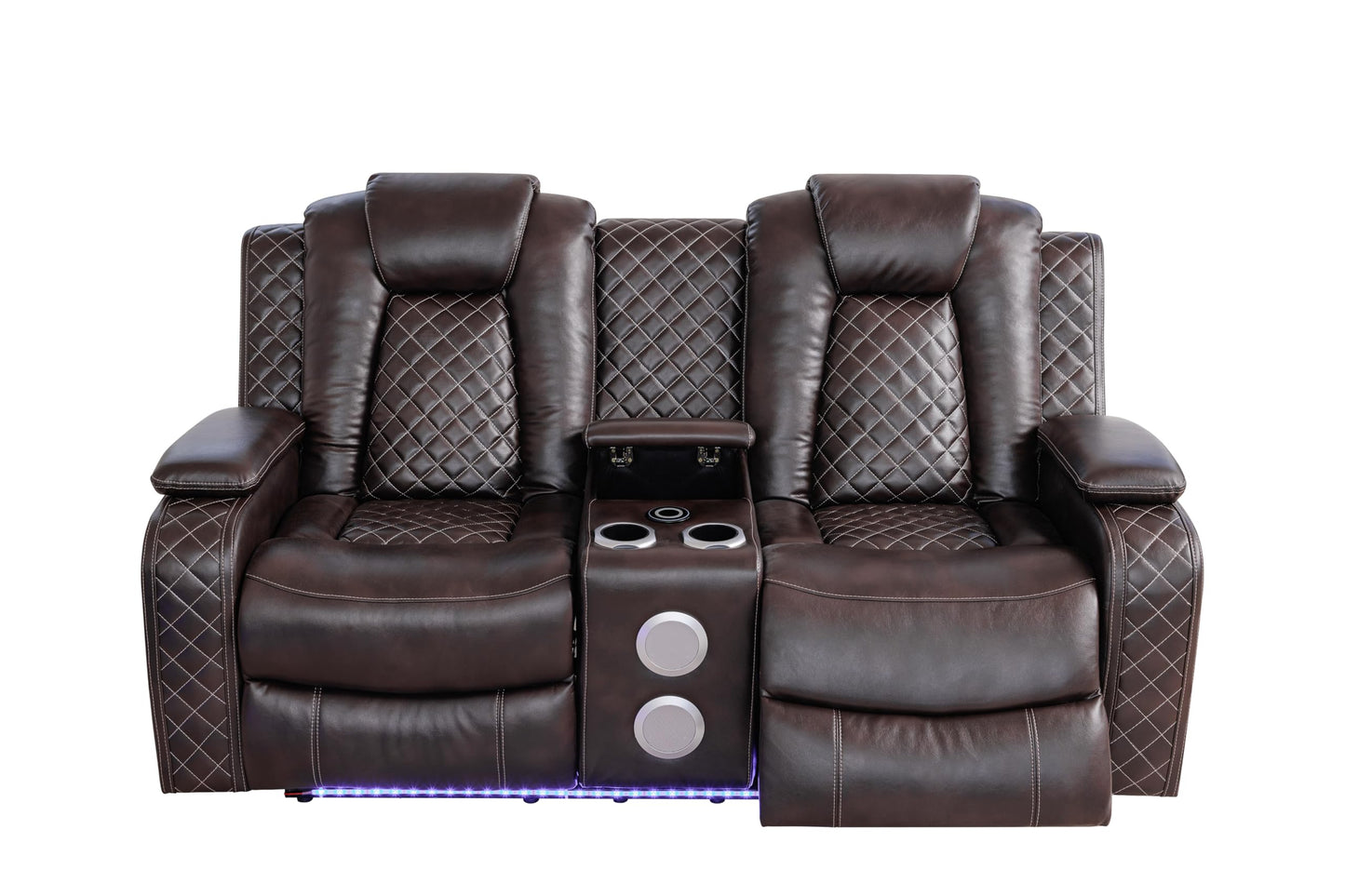 Ball & Cast Power Recliner Sofa Set Leather Reclining Couch Home Theater Seating 3PCS Recliner Couch Loveseat & Chair Sets with USB Ports,Wireless Charing,Cup Holders for Home Theater,Living Room