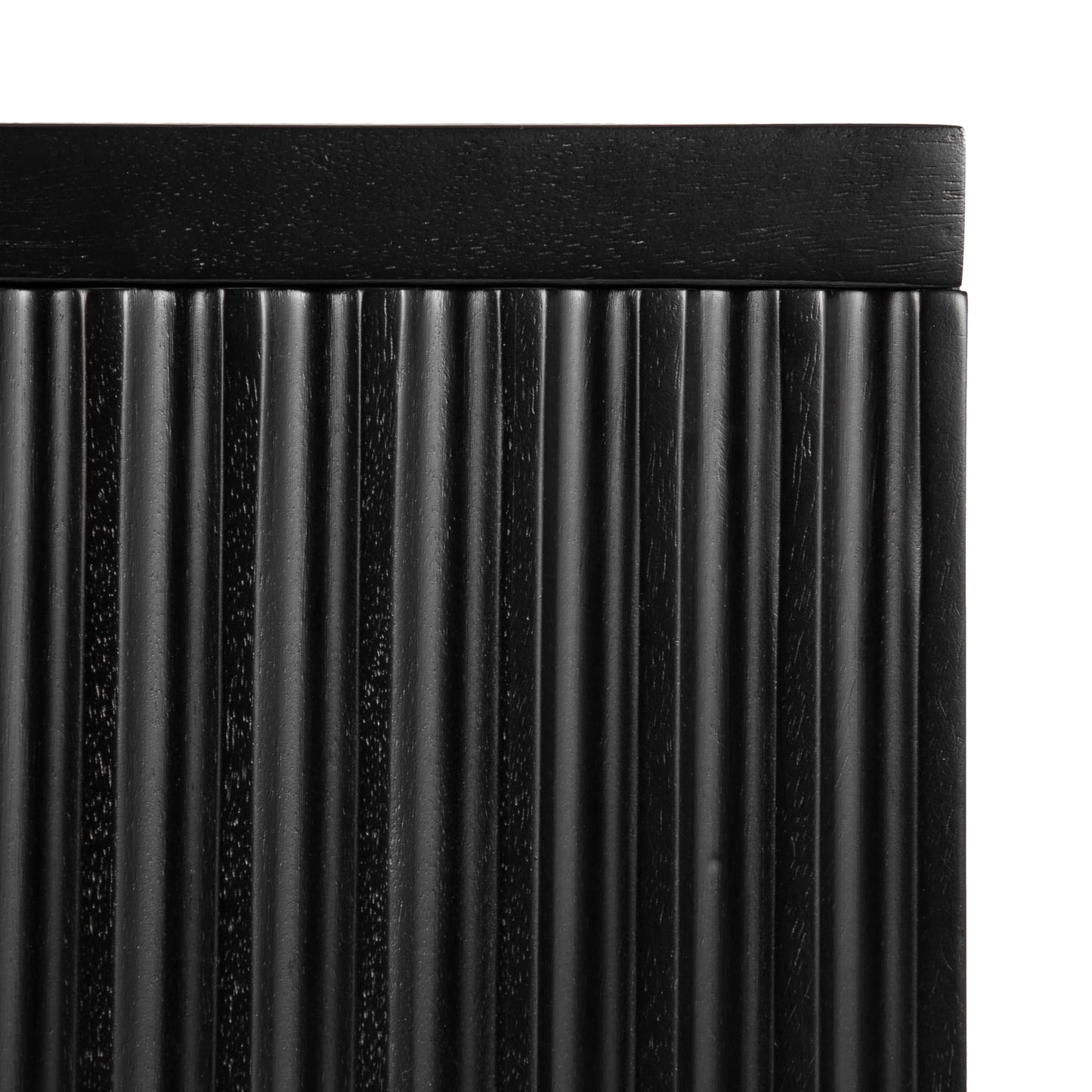 Kate and Laurel Furrow Modern Wooden Sliding Ribbed Door Wall Cabinet; 30 x 10 x 14; Black; Decorative Storage Cabinet with Sliding Door for Use as Floating Nightstand or Floating TV Shelf