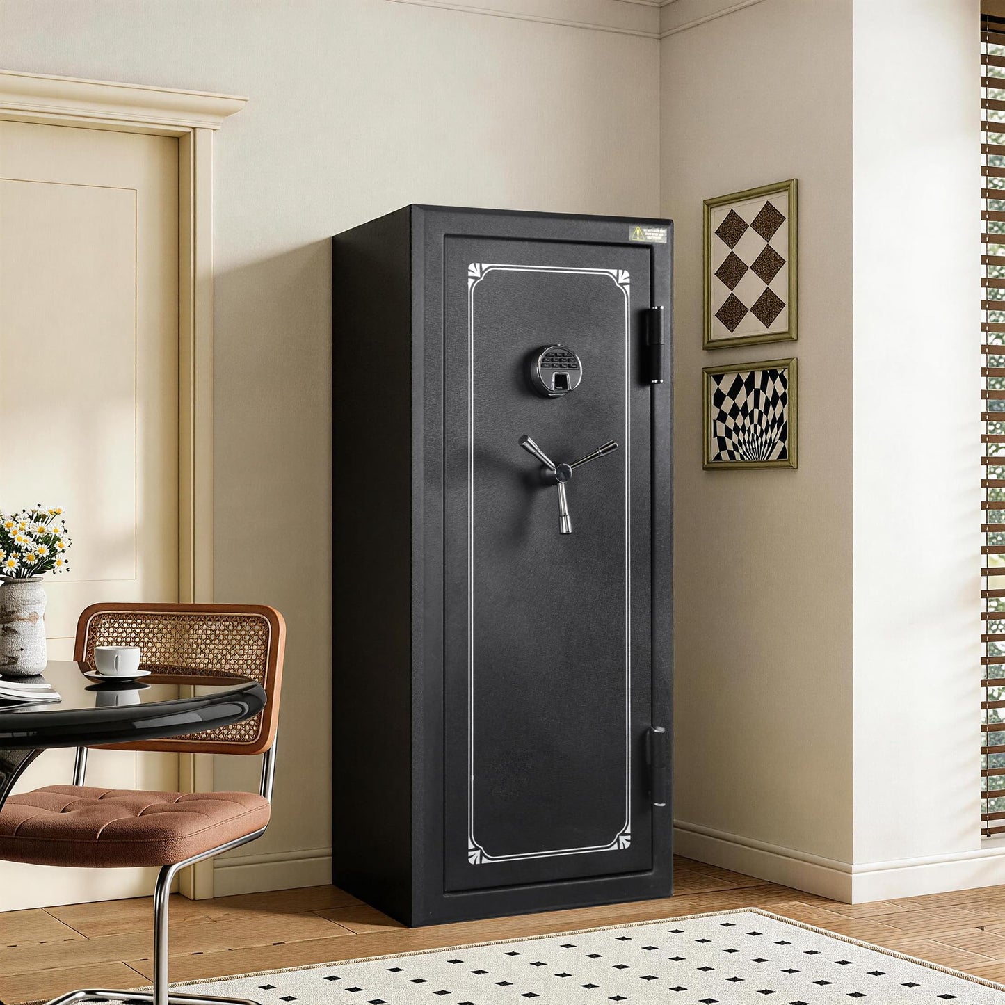 XPEDITION 24 Gun Safe, Fireproof Waterproof Rifle Safe for Rifles & Shotguns, Gun Cabinet with Fingerprint, Keypad & Key Lock, Large Gun Safe for Pistols
