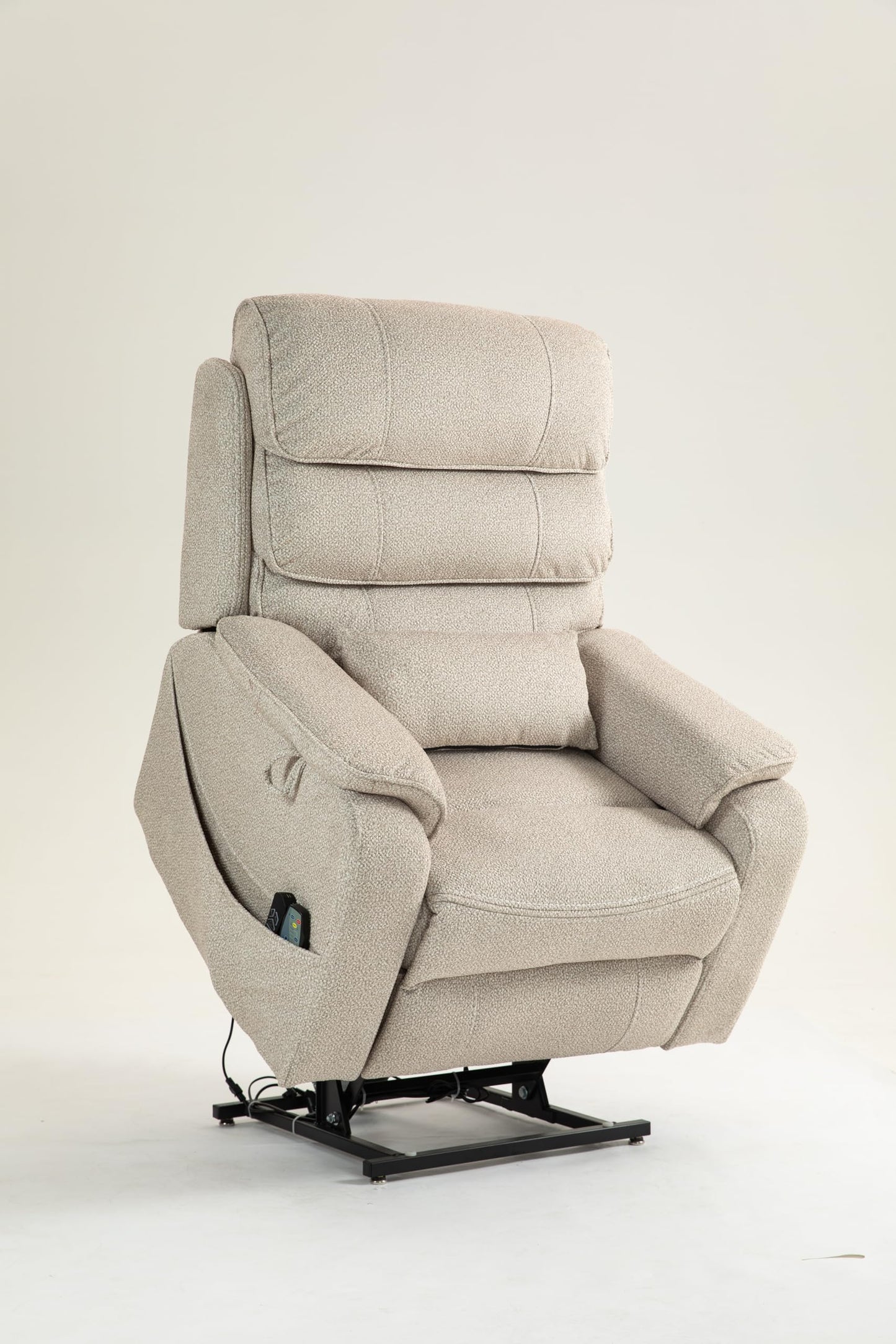 Ball & Cast Lift Recliner Chair with Sides Pockets,Lounge Relax Single Sofa W/Maximum Adjustable Tilt 180 Degrees and Multi-Function Massage & Heat,Armrests W/Cup Holder,for Living Room,White