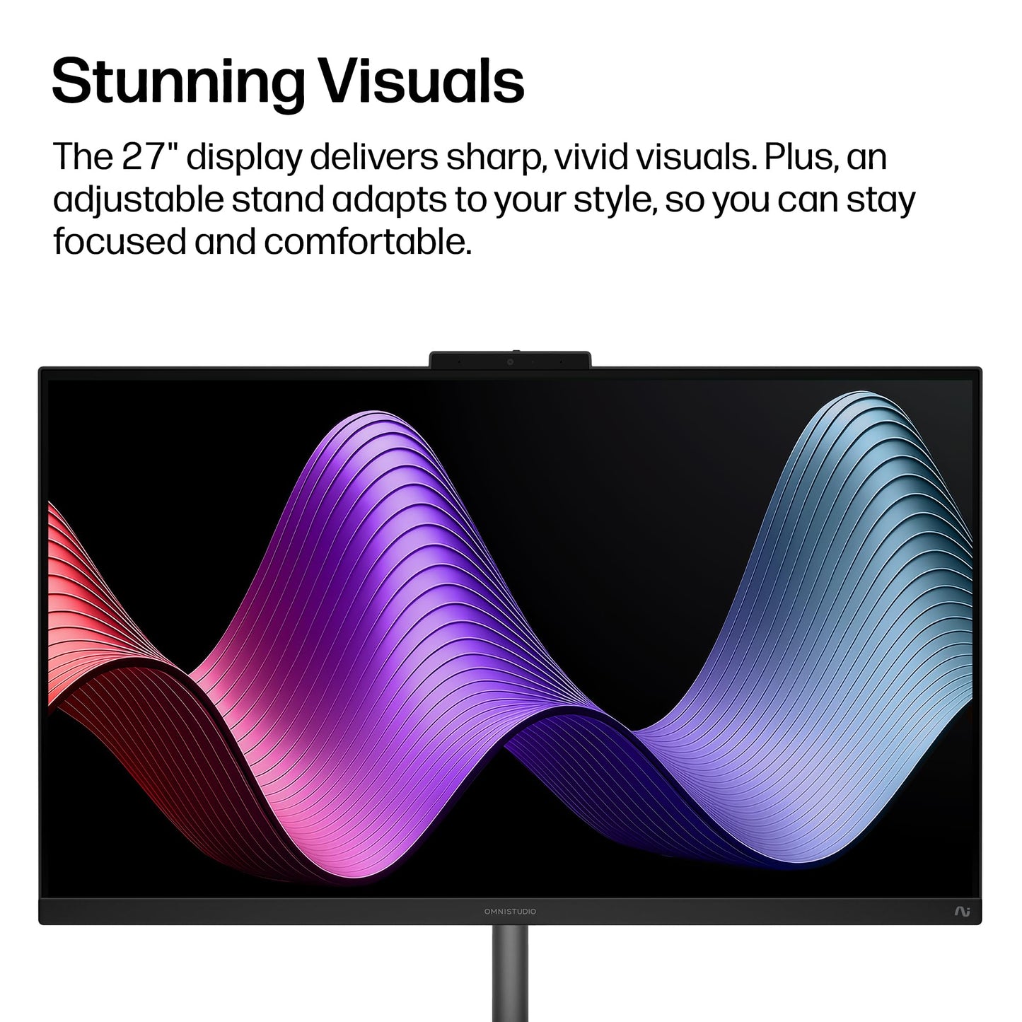 HP OmniStudio 27 inch All-in-One Desktop Next Gen AI PC, FHD Display, AMD Ryzen AI 7 445, 16 GB RAM, 512 GB SSD, AMD Radeon 840M Graphics, Windows 11 Home, Jet Black, 27-cw0102 (2026)