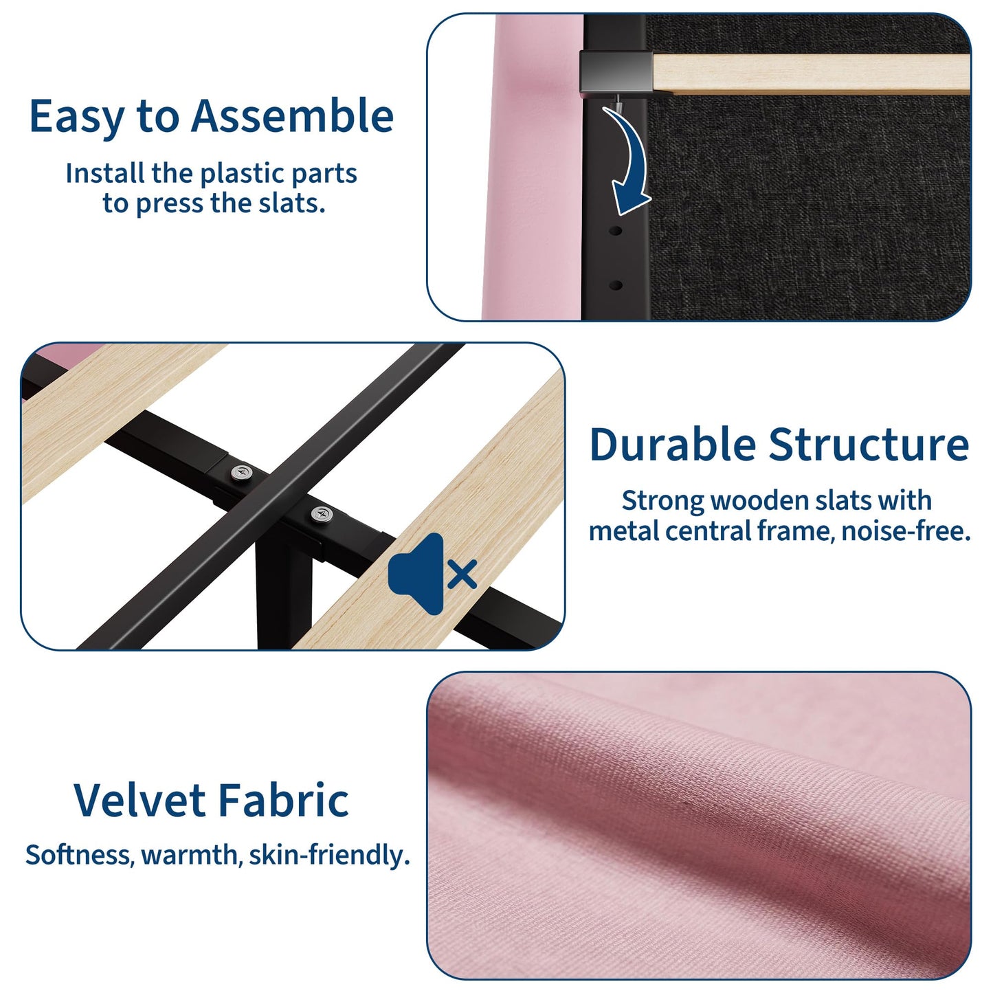 GarveeHome Twin Bed Frame with Storage Headboard, Kids Bed Frame with 2 Drawers, Velvet Upholstered Platform Bed Frame with Lights, No Box Spring Needed, Easy Assembly, Velvet Pink