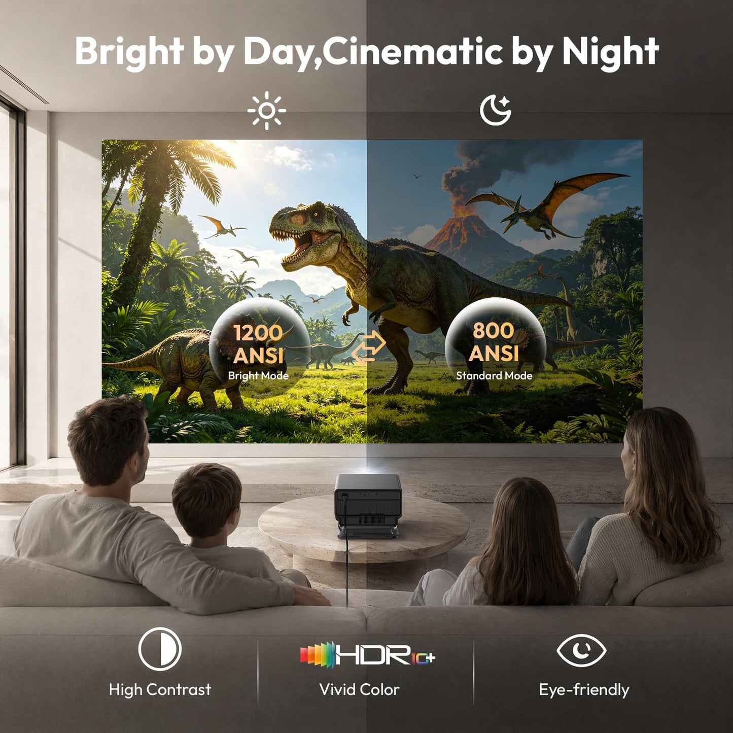 Smart Projector with WiFi and Bluetooth 1200 ANSI, Native 1080P 4K Supported, Auto Focus 6D Keystone, XGODY Gimbal A8, Premium 20W HiFi Stereo Sound, Home Theater Movie Projector for Bedroom/Outdoor