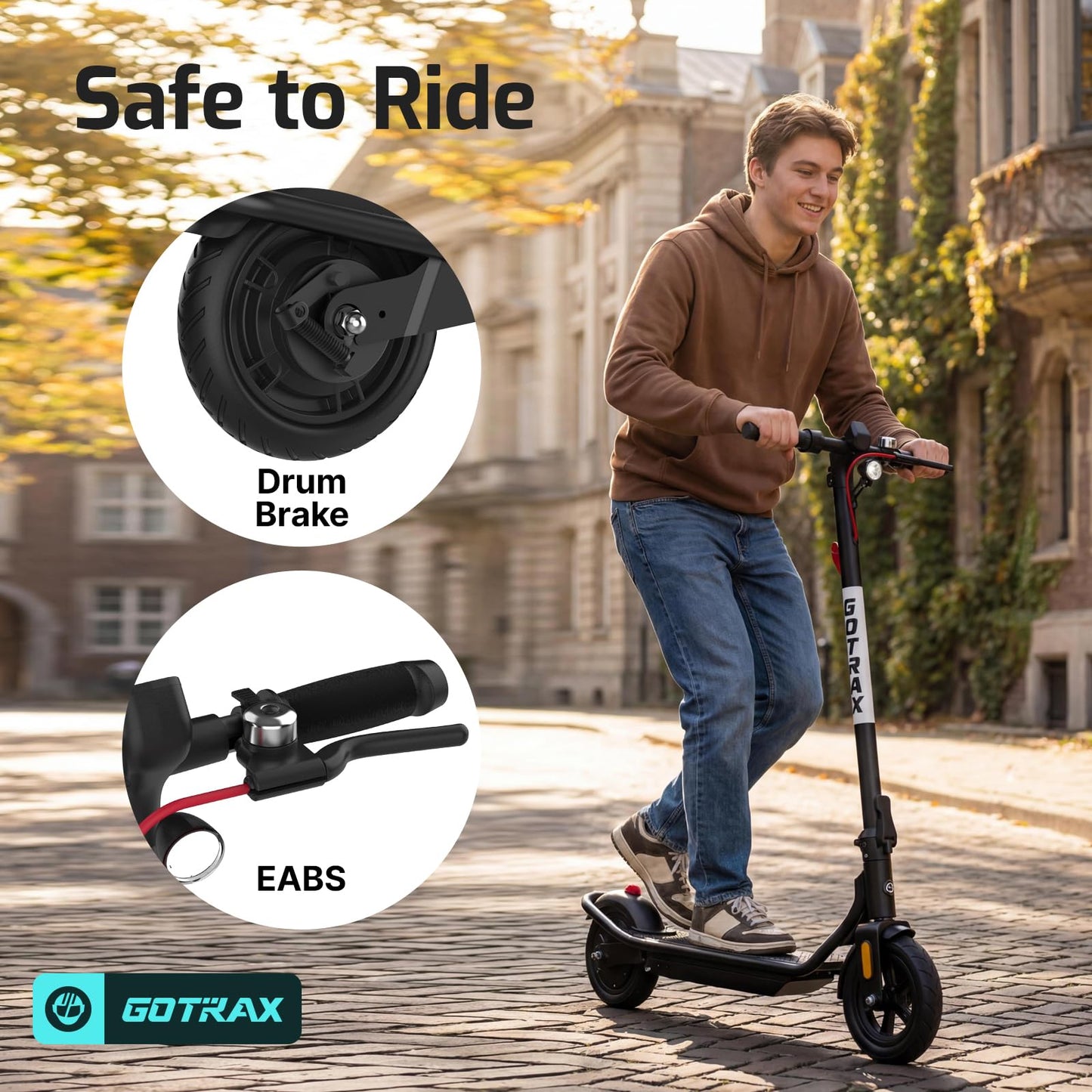 Gotrax Electric Scooter for Adults, Max 12 Mile Range & 15.5Mph by 250W Motor, 8.5" Front Air & Rear Solid Tires, Max Load 220lbs & Big Display with Cruise Control, Foldable EScooter EABS & Drum Brake