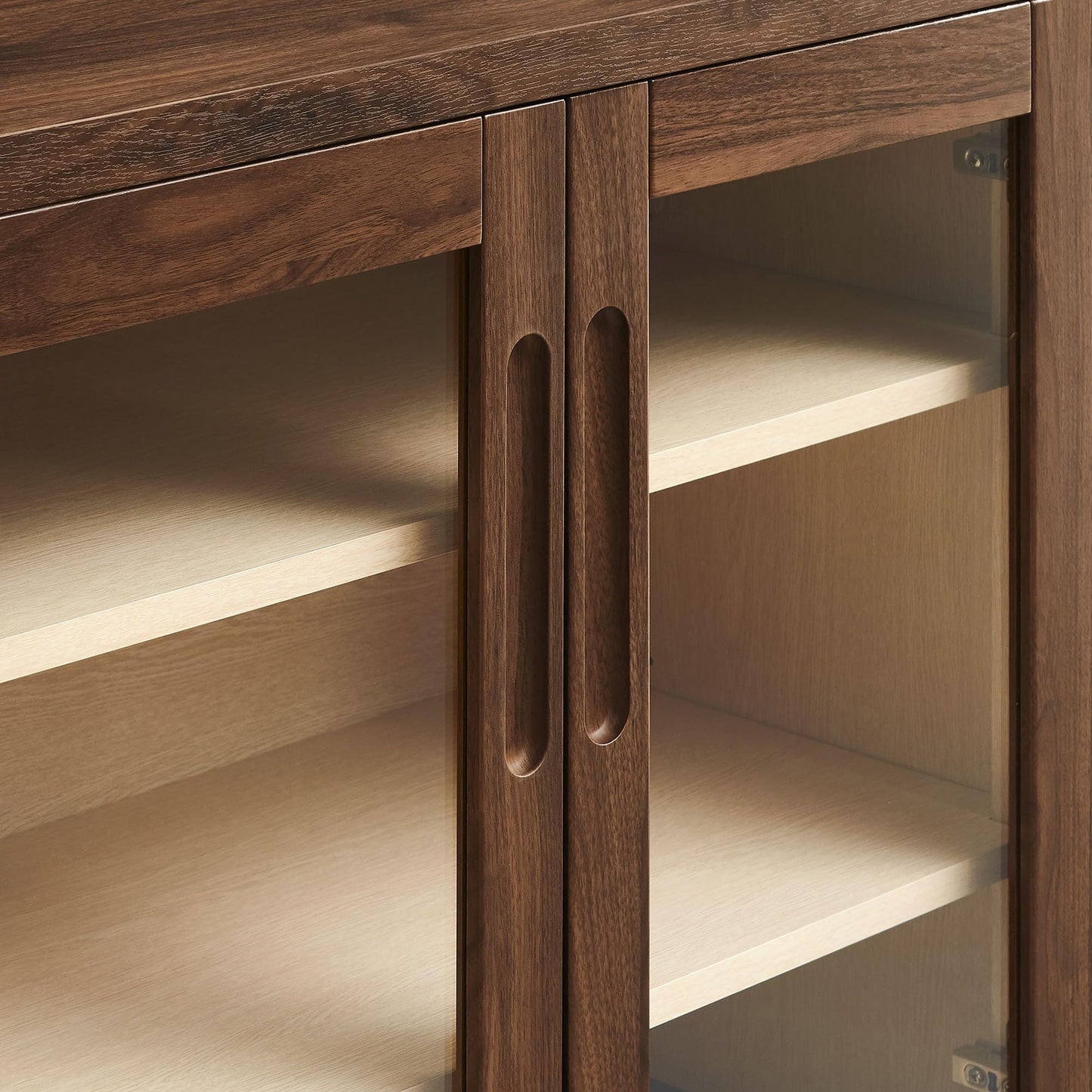 Modway Nell 36 Inch Accent Storage Cabinet in Walnut – Tea/Coffee Small Buffet Cabinet with Shelves for Living Room, Hallway, or Entryway
