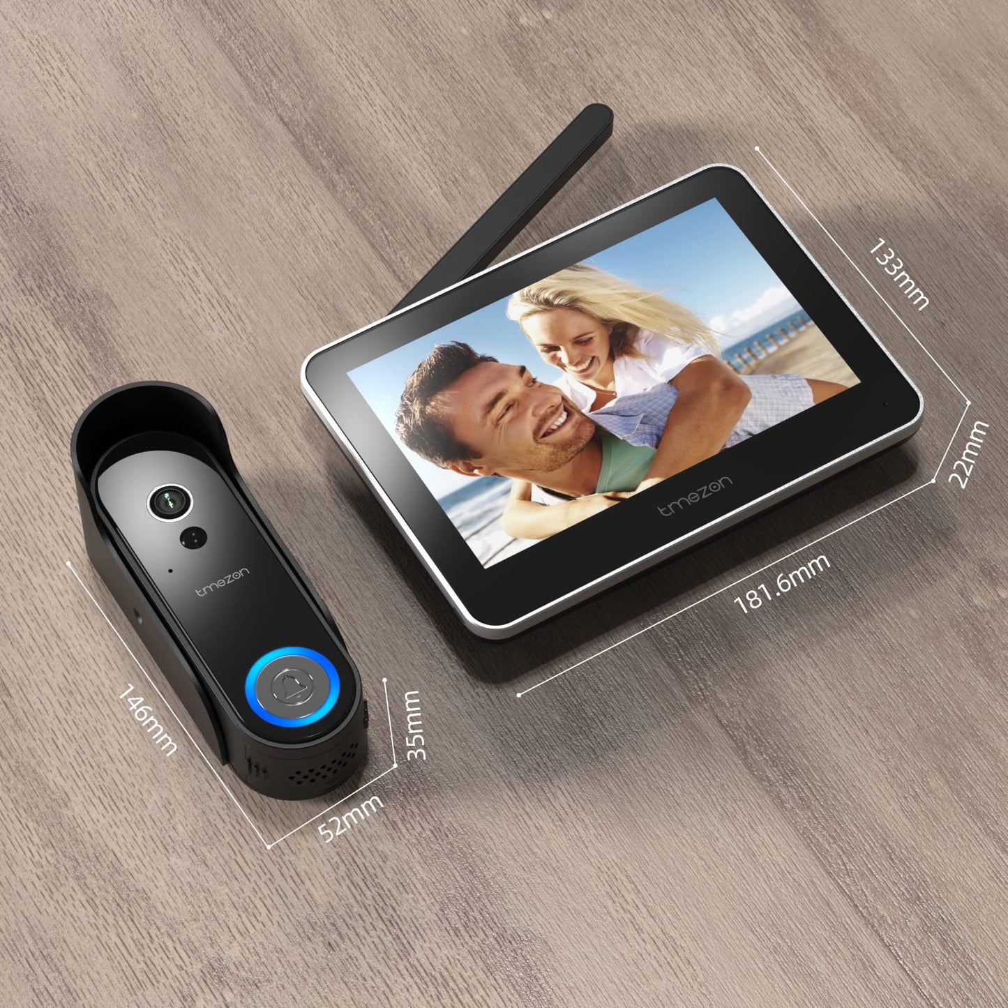 Tmezon Wireless Video Doorbell with Camera and Monitor WiFi Doorbell Intercom System, 1080P Camera with Monitor, Video Door Phone 7''Touch Screen, Motion Detection, No Monthly Fees, Tuya APP 2.4G/5G