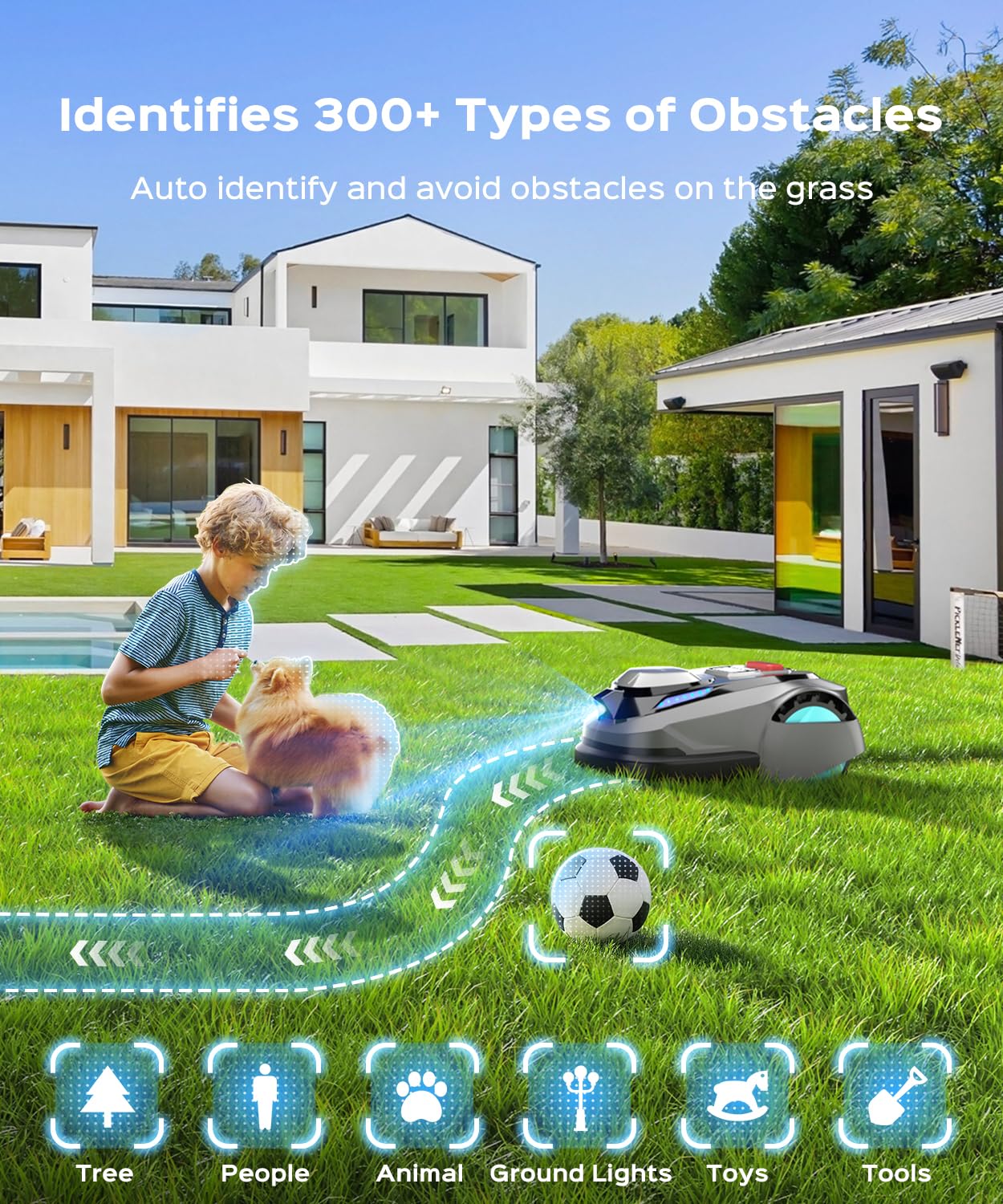 YARDCARE N1600 PRO Robot Lawn Mower, Wireless Design with RTK+Vision Navigation, 0.4 Acre Coverage, APP Smart Control Robot Lawn Mower, Multi-Zone Mowing, Curved Path, Adjustable Cutting Height