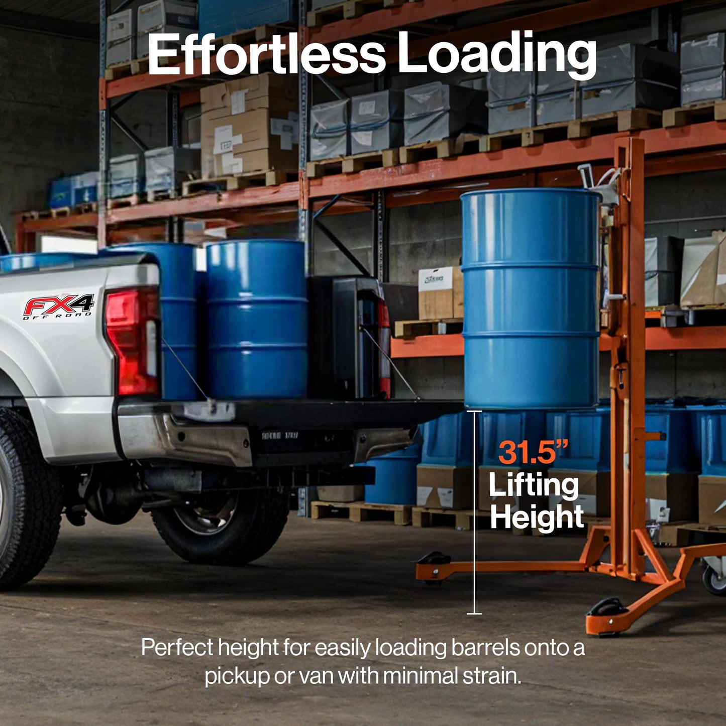 SuperHandy Hydraulic Drum Lift for 55-Gallon Drums – Heavy-Duty Barrel Lifter, 550 LB Capacity, Easy-to-Use Drum Handler with PU Wheels for Warehouse & Industrial Use
