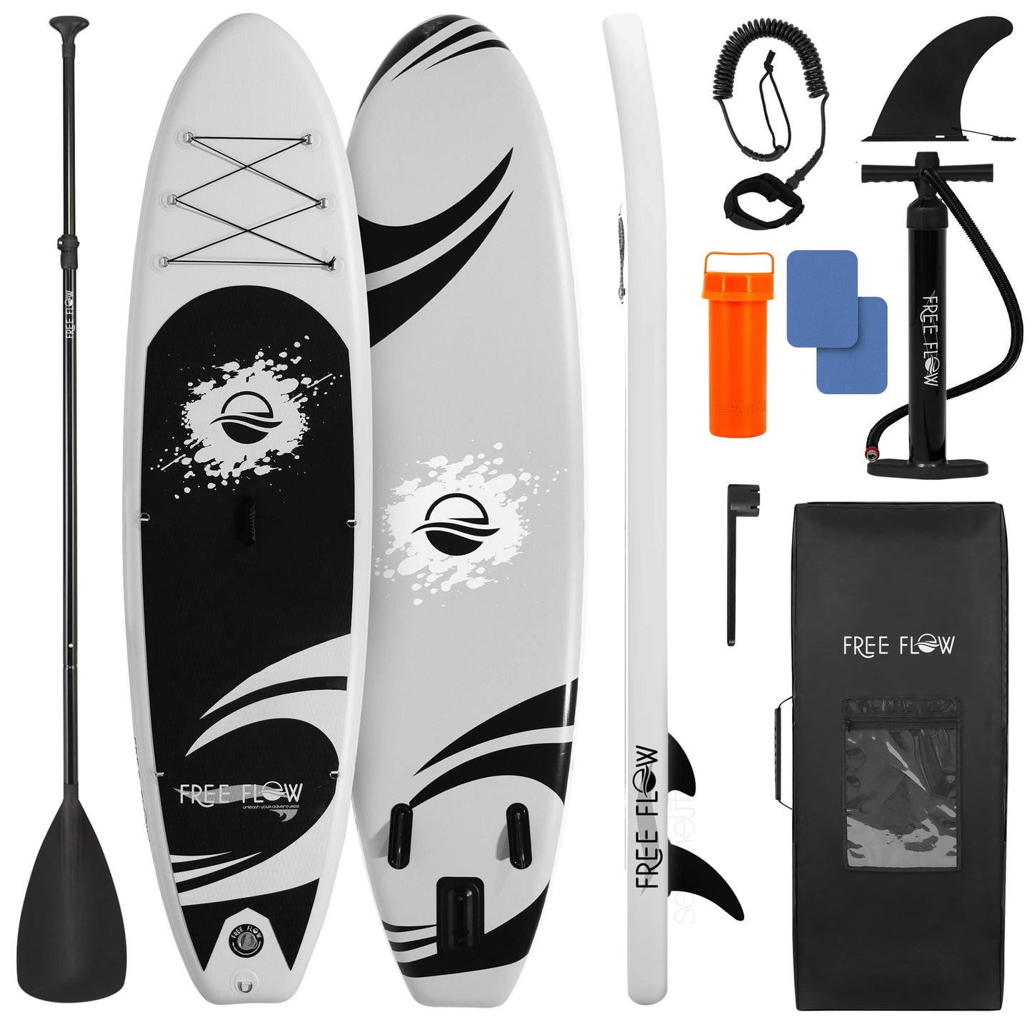 SereneLife Inflatable Stand Up Paddle Board - Wide Stable Design, Non-Slip Deck for Adults & Youth with Premium Paddle Board Accessories: Carry Bag, Dual Action Pump, Paddle, Ankle Leash - Black