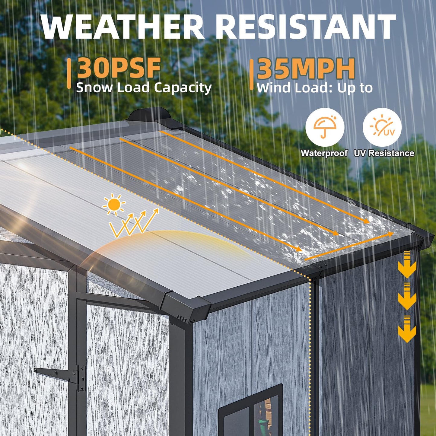 MELLCOM 6x4 FT Resin Outdoor Shed with Lockable Door and Floor, Garden Plastic Storage Shed with Windows, Resin Outdoor Storage Tool Shed for Bike, Garbage Can, Lawnmower