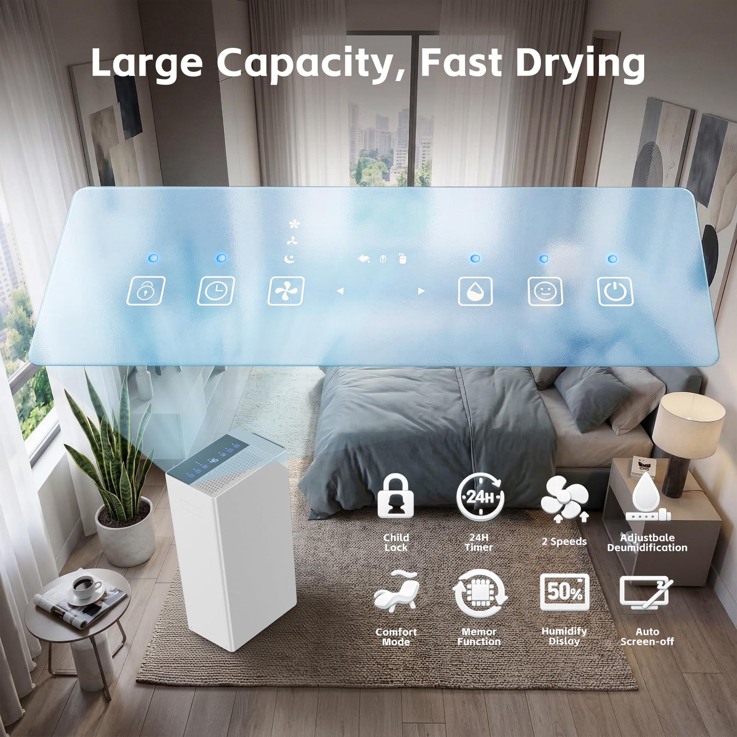 Uthfy 5500 Sq.Ft Dehumidifiers for Home and Basement, Max 100 Pint/Day Dehumidifier with Drain Hose, 24 H Timer & Child Lock, LED Panel, Ultra Quiet, whole house dehumidifiers for home, Bedroom